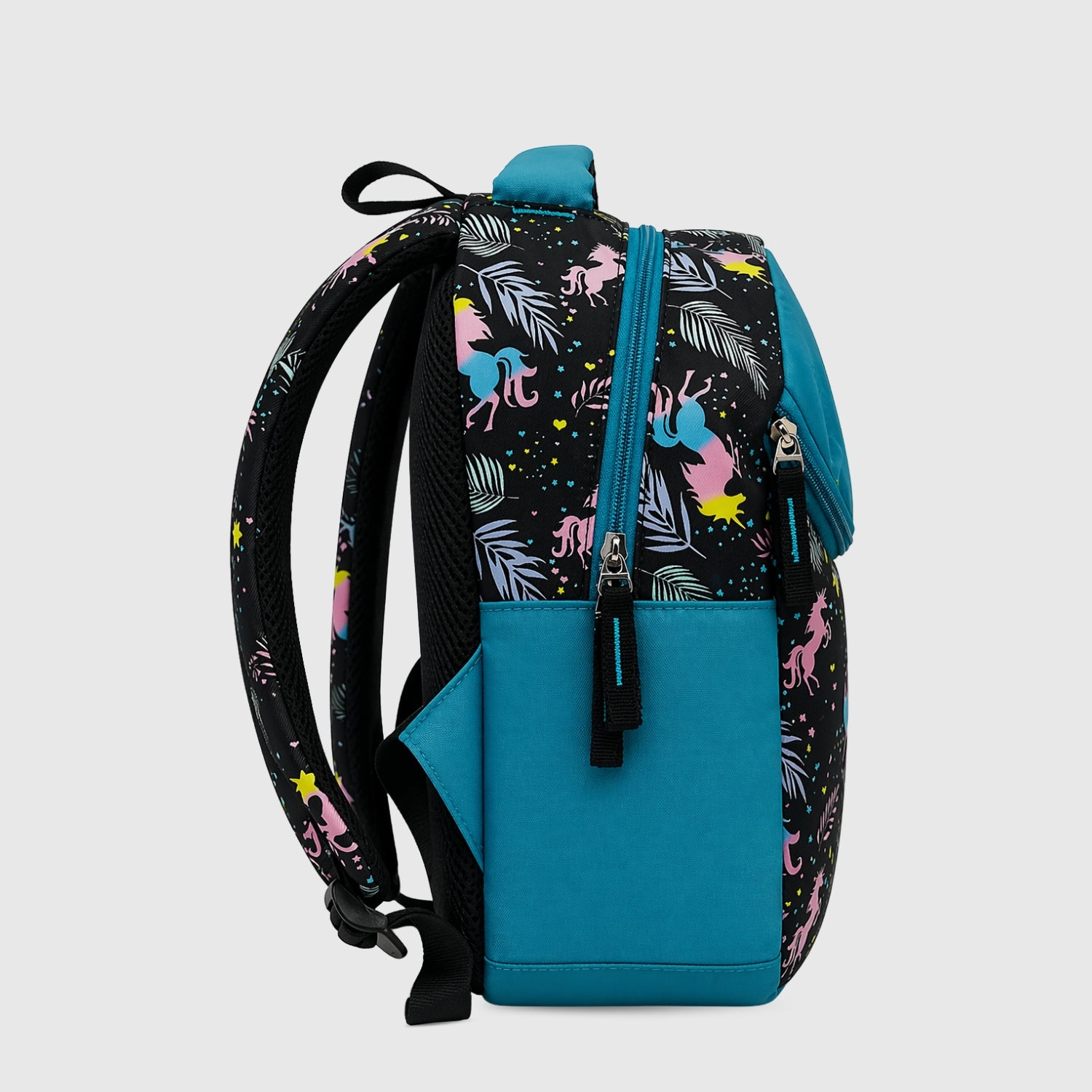 Packster SMALL-FLICKA Aqua  Black 9L Toddler Backpack | Knit Twill Polyester | Water-Resistant Kids School Bag | Padded Back | Bottle Holder | Adjustable Straps | School Bag for kids 2–5 Years