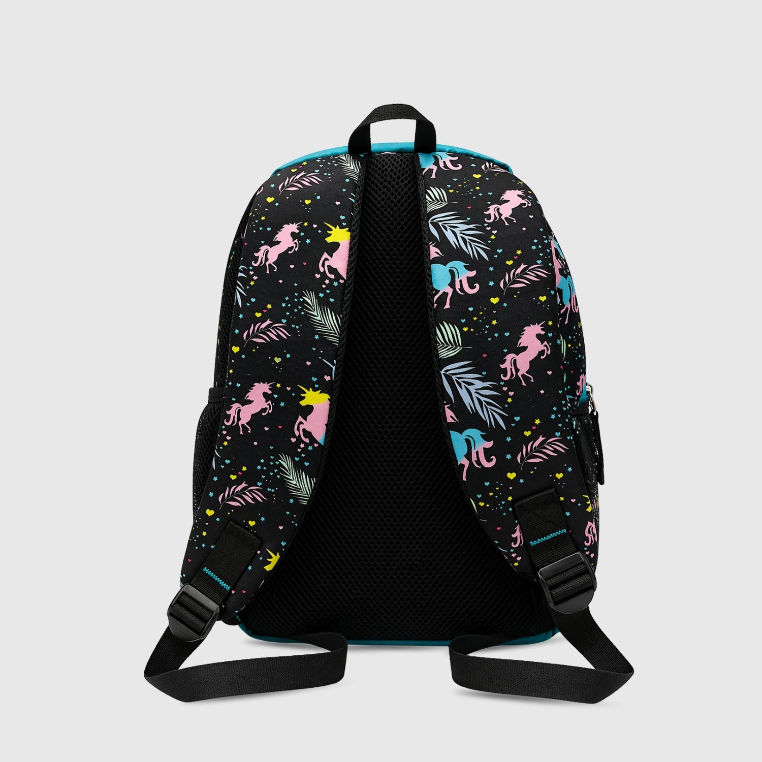 Packster SMALL-FLICKA Aqua  Black 9L Toddler Backpack | Knit Twill Polyester | Water-Resistant Kids School Bag | Padded Back | Bottle Holder | Adjustable Straps | School Bag for kids 2–5 Years
