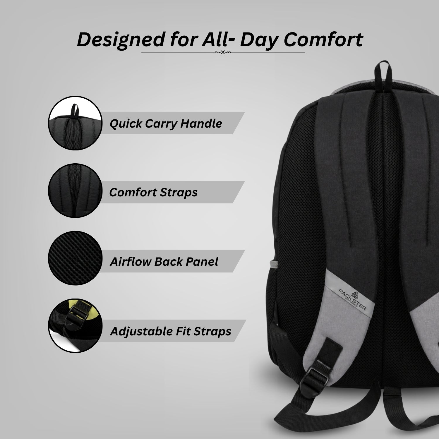 Grey Laptop Backpack for Men & Women
