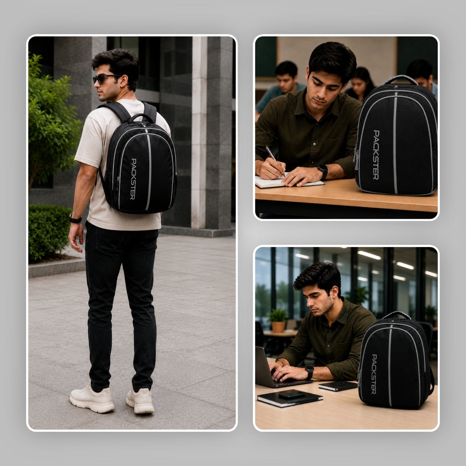 Grey Laptop Backpack for Men & Women