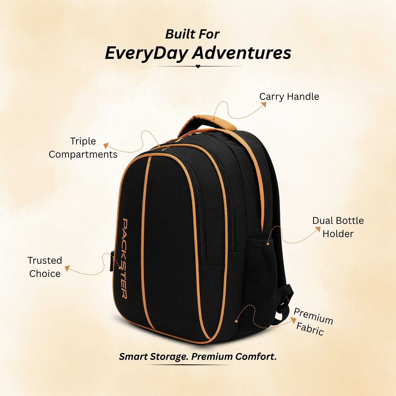 Orange Laptop Backpack for Men & Women