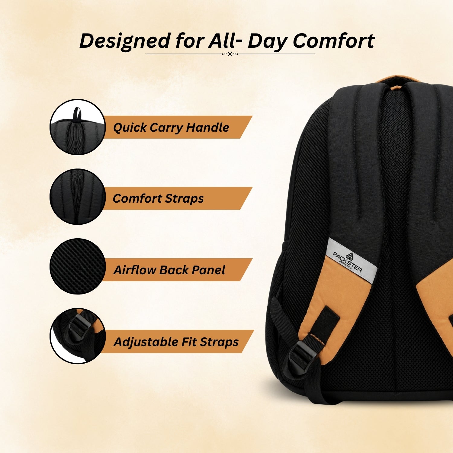 Orange Laptop Backpack for Men & Women