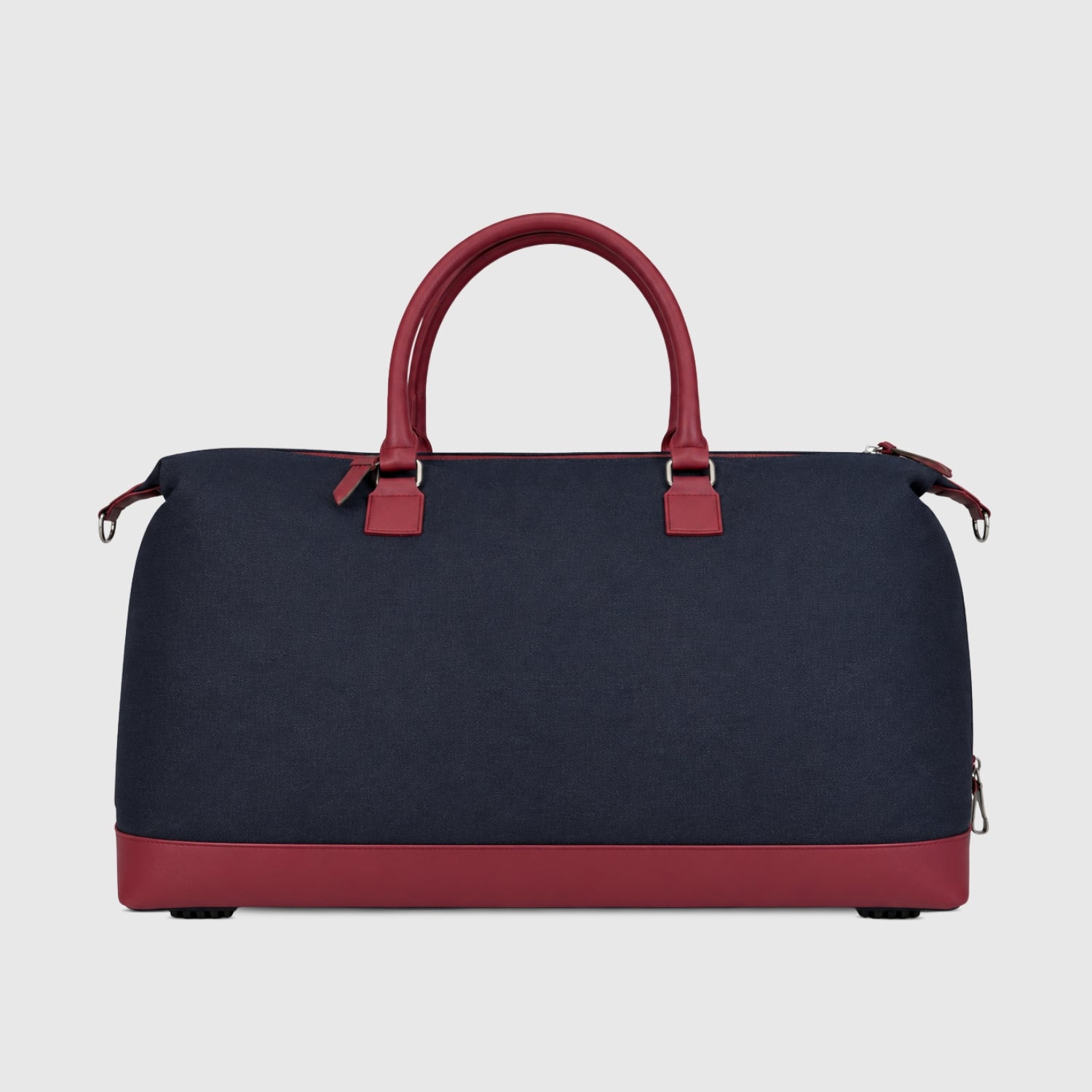 Packster Denaro 37L Navy + Maroon Weekender Duffle Bag for Men | Denim Travel Bag with Leatherette Handles, Adjustable Shoulder Strap, Front Zip Pocket & Water-Resistant Design