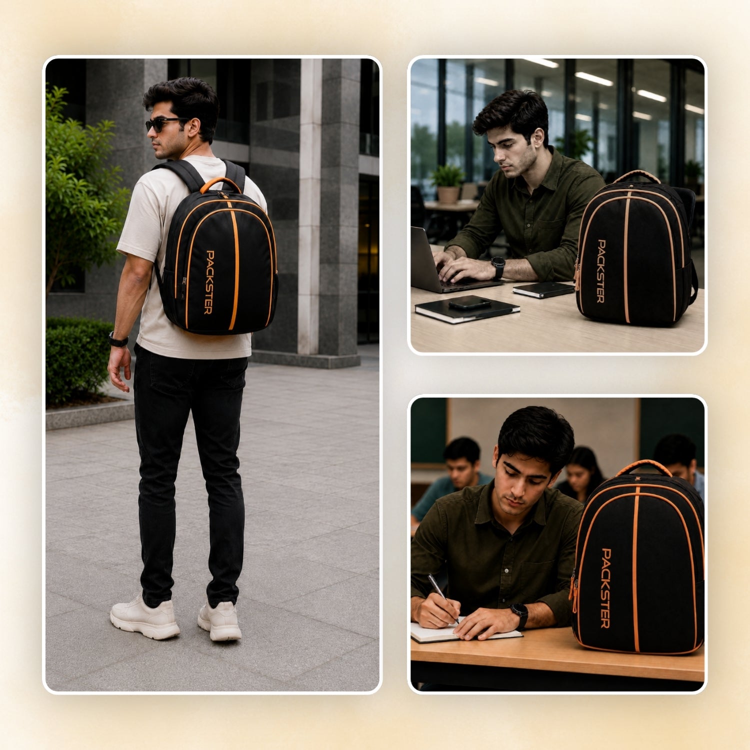 Orange Laptop Backpack for Men & Women
