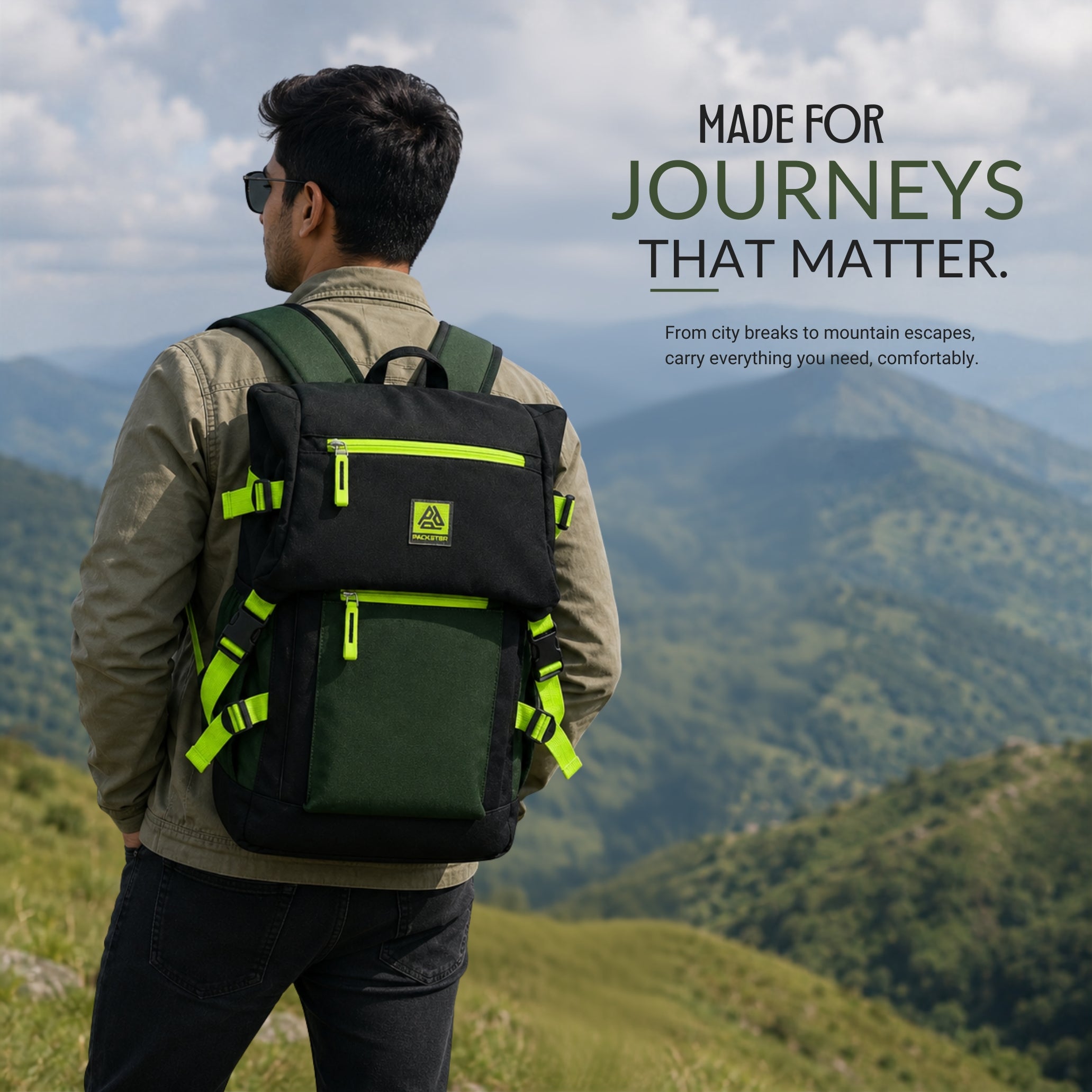  Black/Green Travel Backpack 