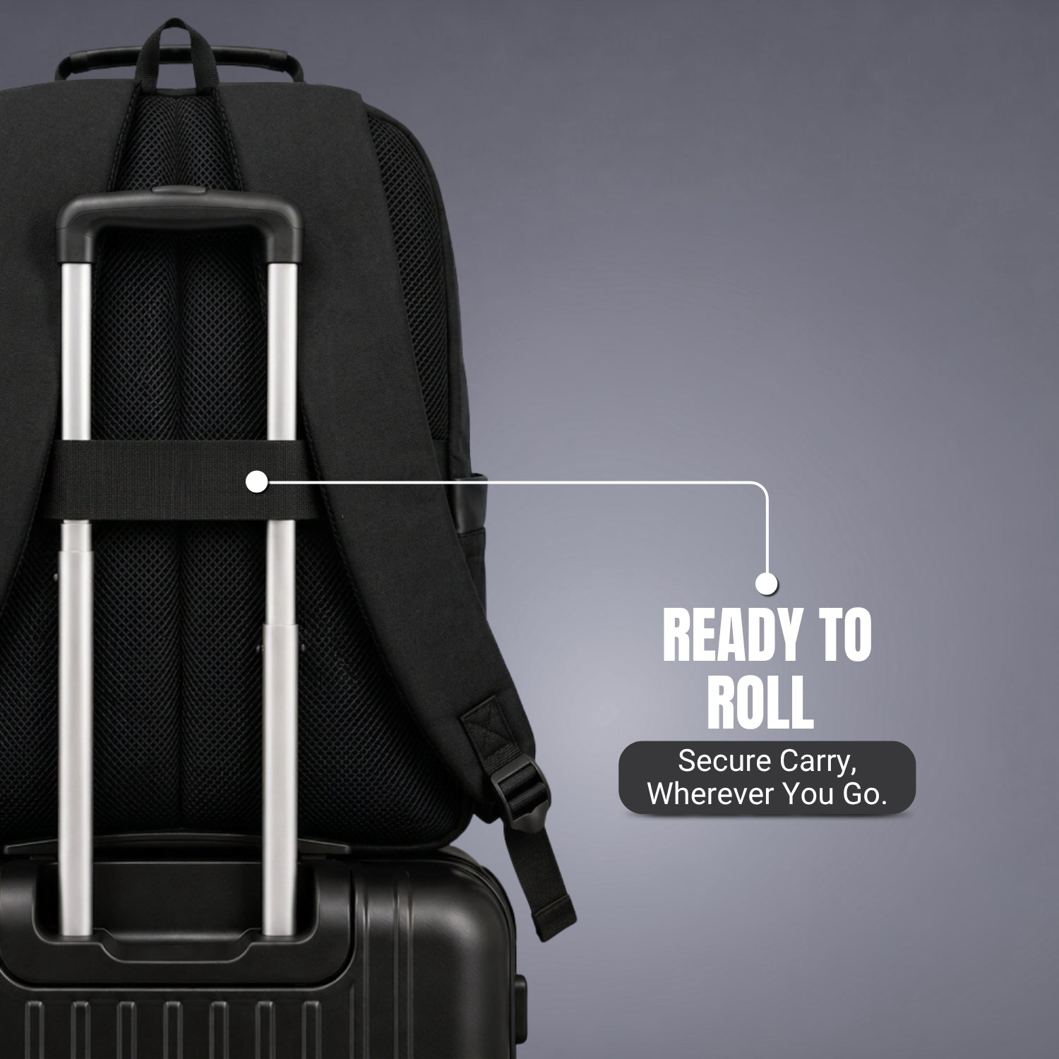 Packster Dive 24L Mesh Black Laptop Backpack for Men & Women | Water-Resistant Office & Travel Backpack with 15.6 Inch Laptop Compartment, Trolley Sleeve & 3 Compartments