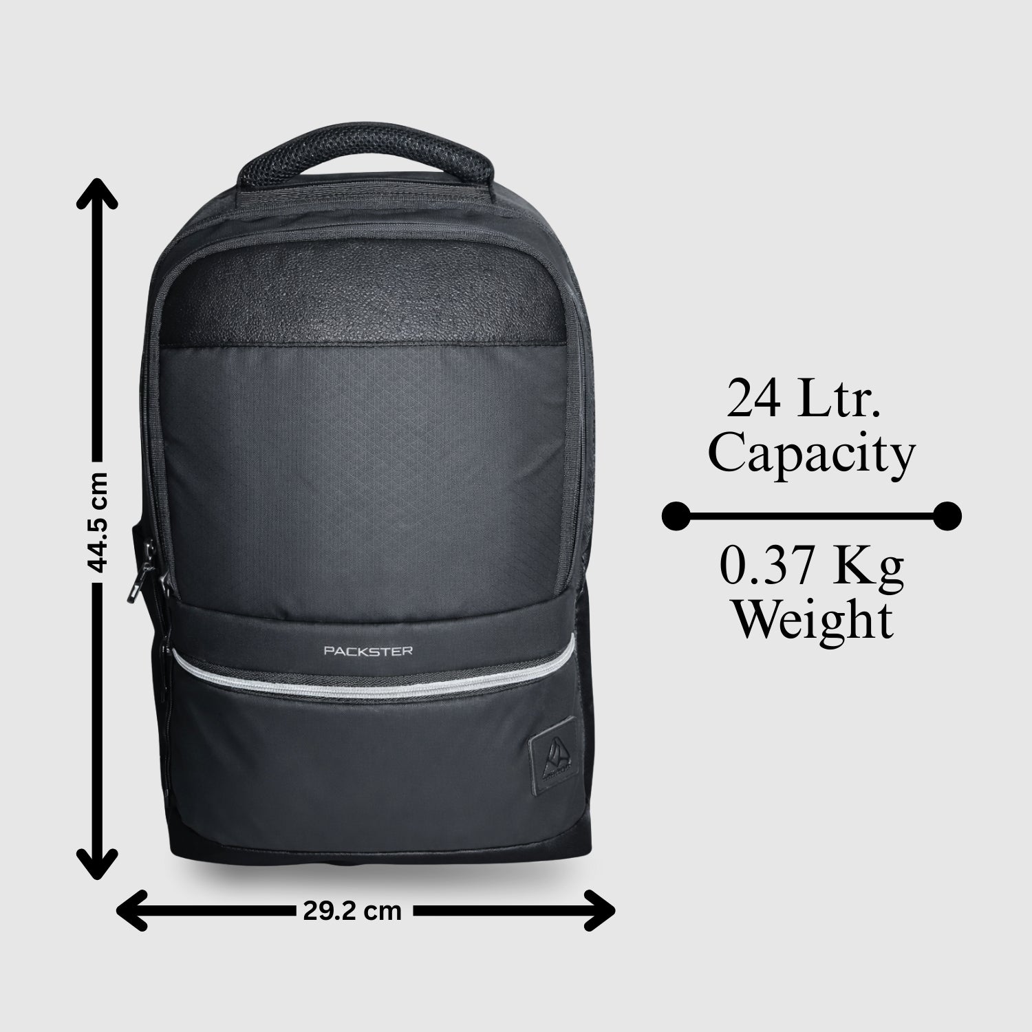 Packster Premium Matt Black Laptop Backpack – Travel, Triple Compartment, Padded Laptop Sleeve, Water-Resistant