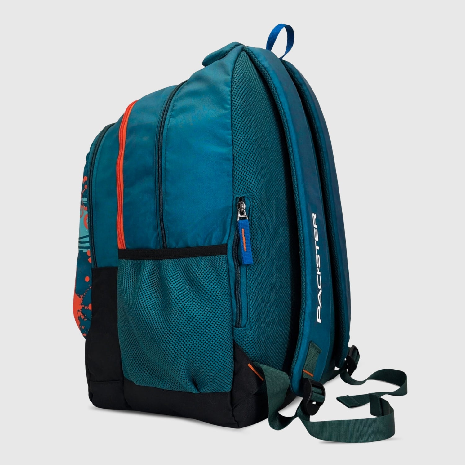 Packster Jupiter 37L Backpack for Boys & Girls | College School Travel Bag with Laptop Sleeve | Triple Compartment, Utility Pockets, Water Resistant, Lightweight, Stylish Casual Daypack (Teal)