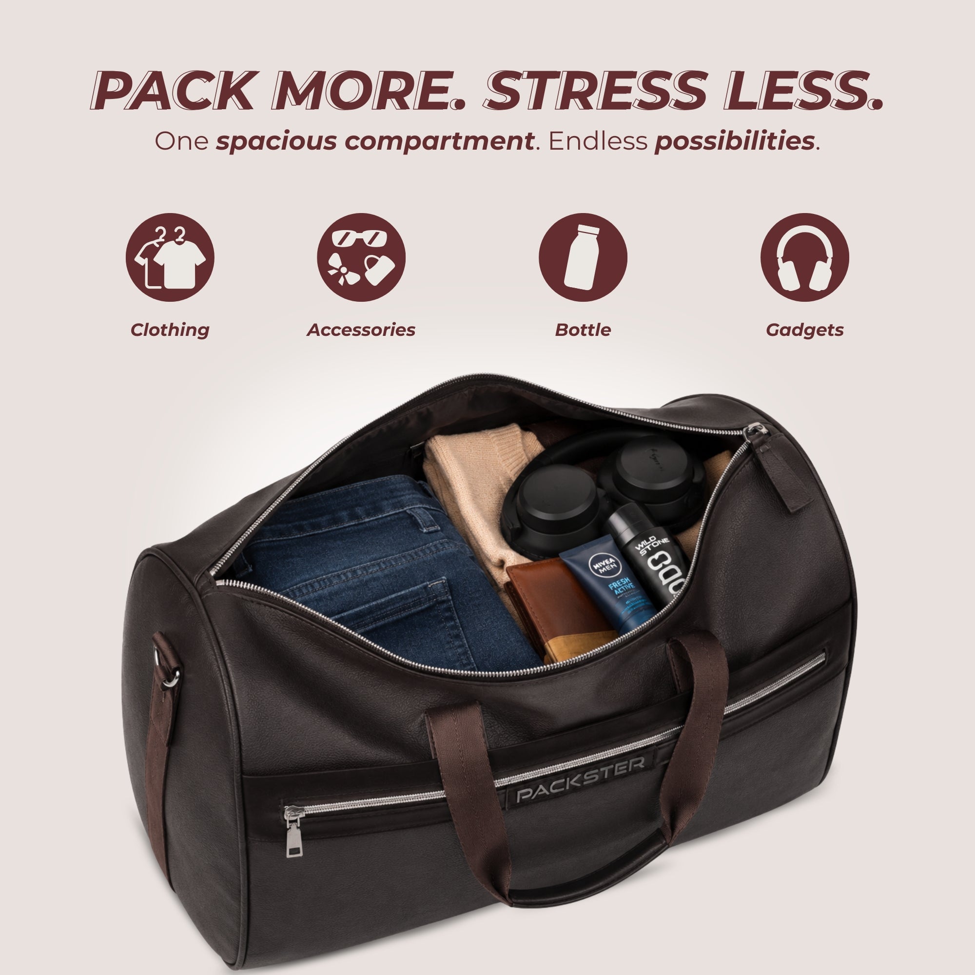 Brown Travel Duffle Bag