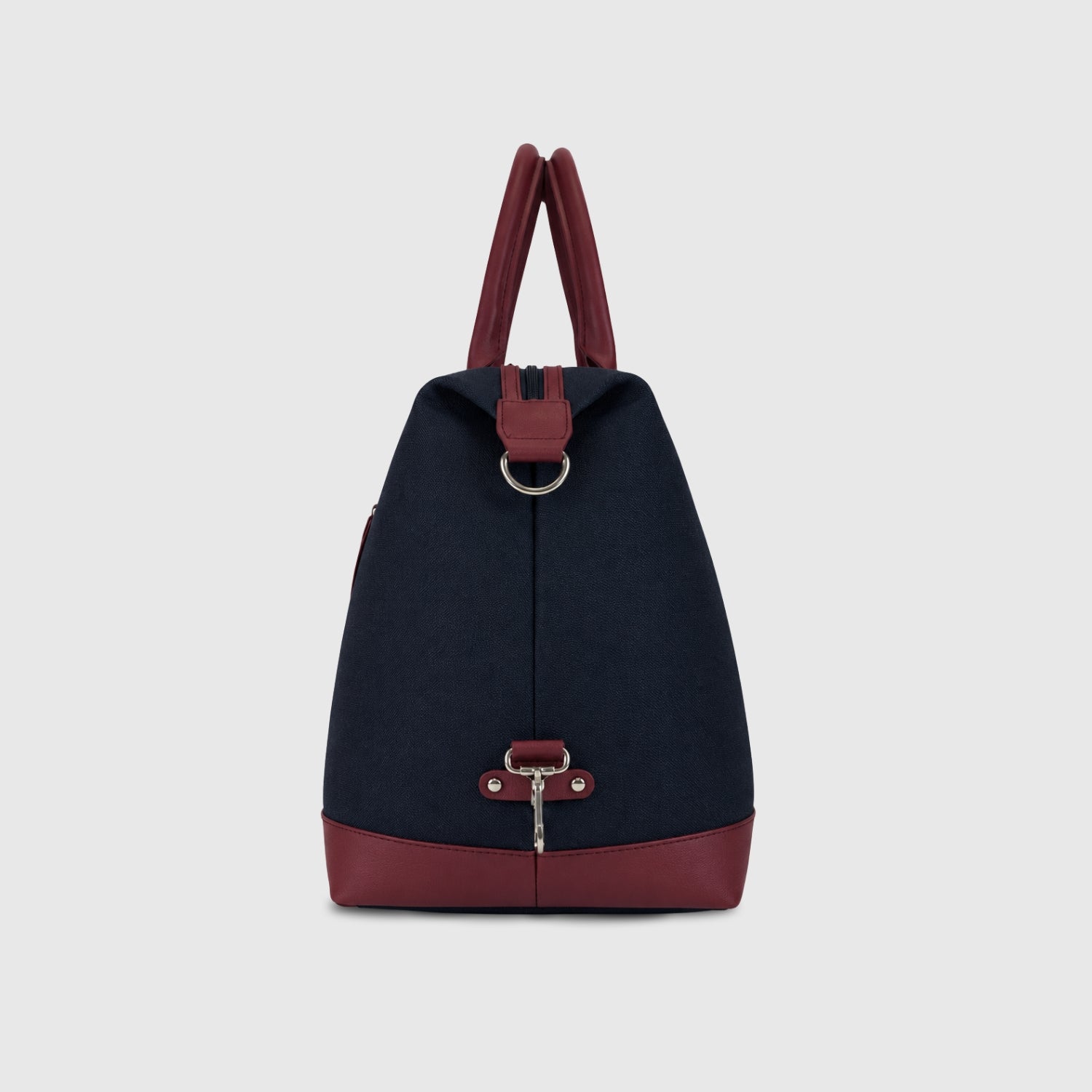Packster Denaro 37L Navy + Maroon Weekender Duffle Bag for Men | Denim Travel Bag with Leatherette Handles, Adjustable Shoulder Strap, Front Zip Pocket & Water-Resistant Design