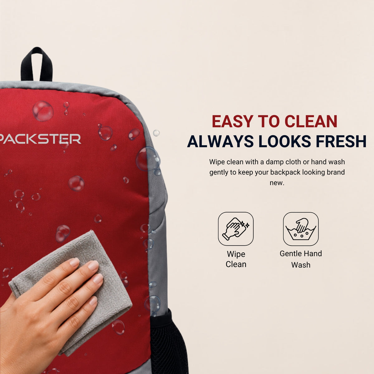 Grey Red Casual Backpack for Men and Women