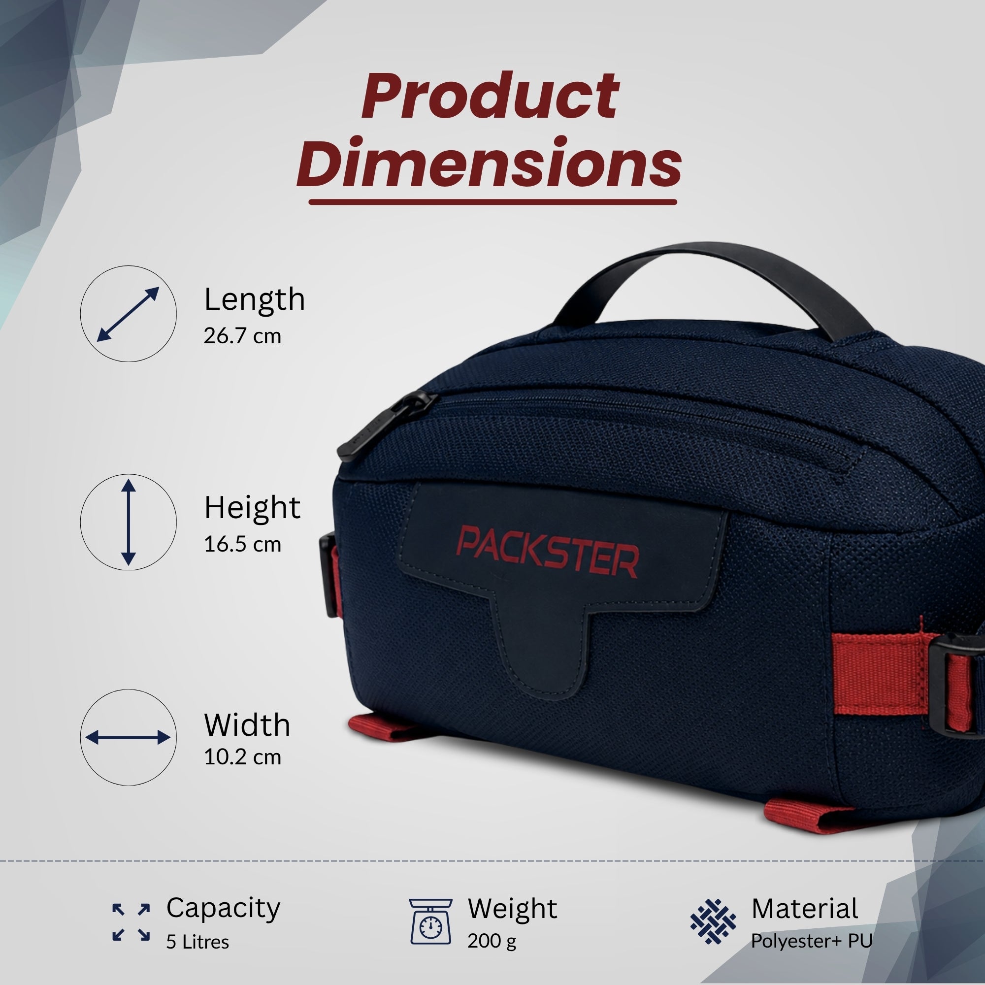 Packster Coaxial 5L Navy Waist Bag for Men & Women