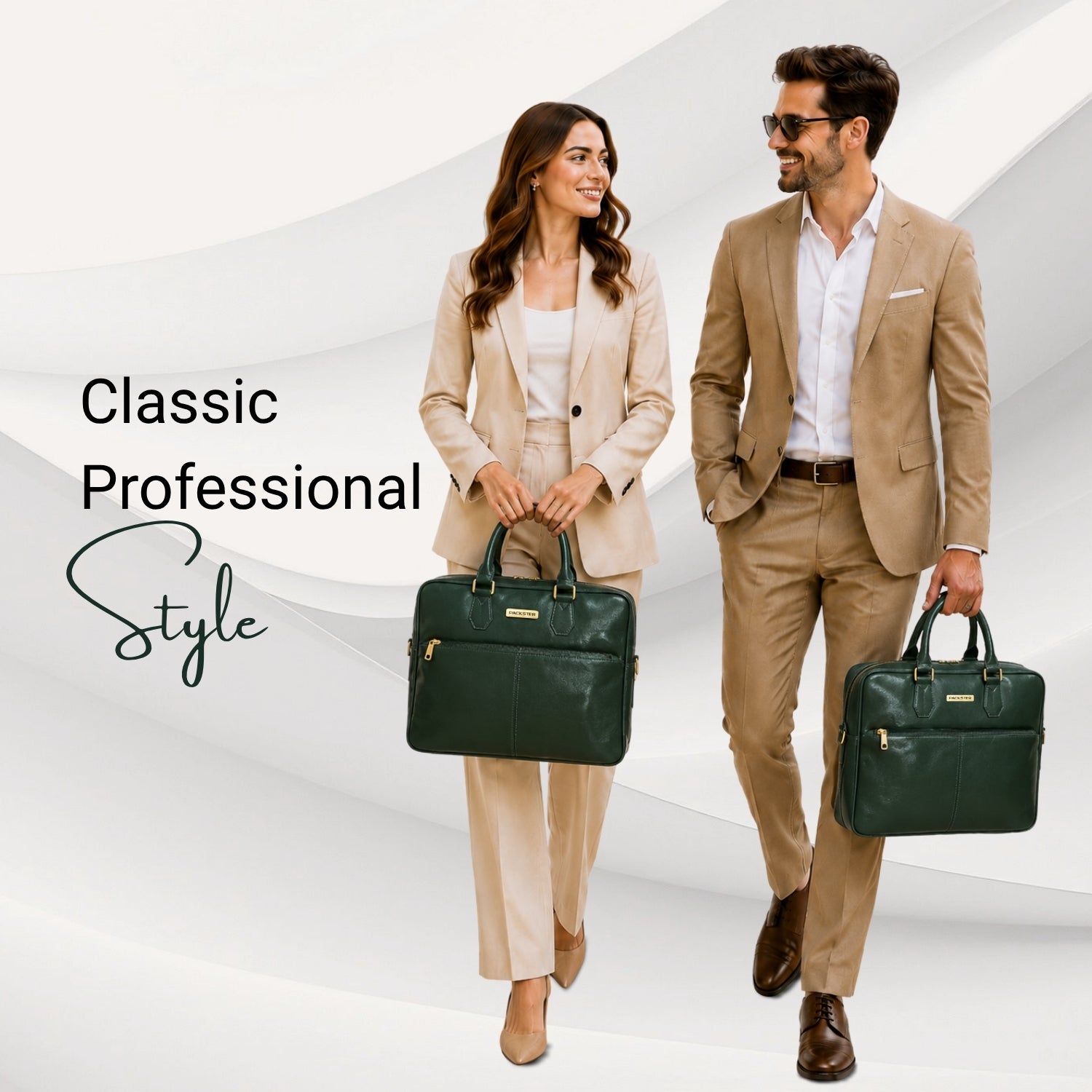 Packster Messenger Bag for Men | Olive Green Vegan Leather Laptop Bag with 15.6 Inch Compartment, Trolley Sleeve & Organizer