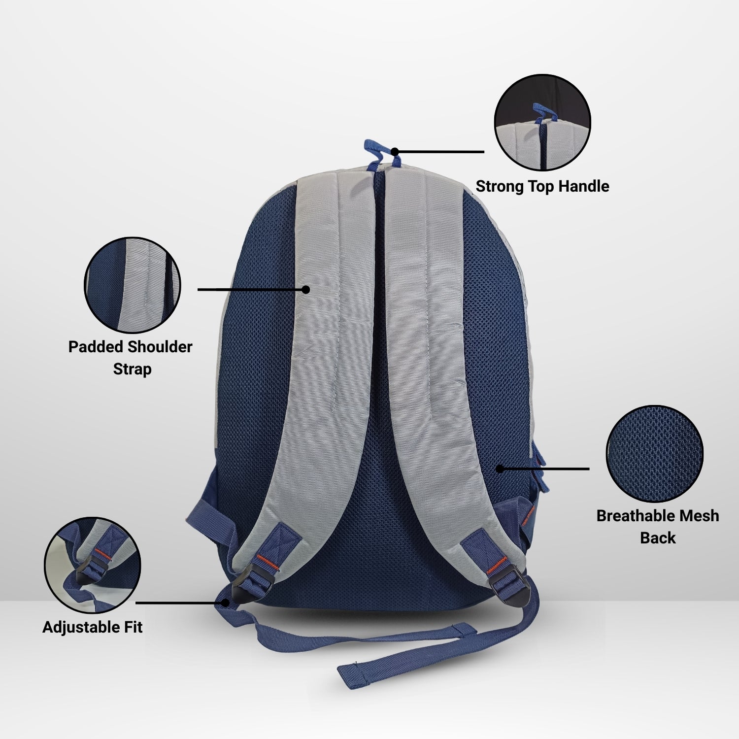 Packster Casual Laptop Backpack 40L | Grey Navy Travel & College Bag