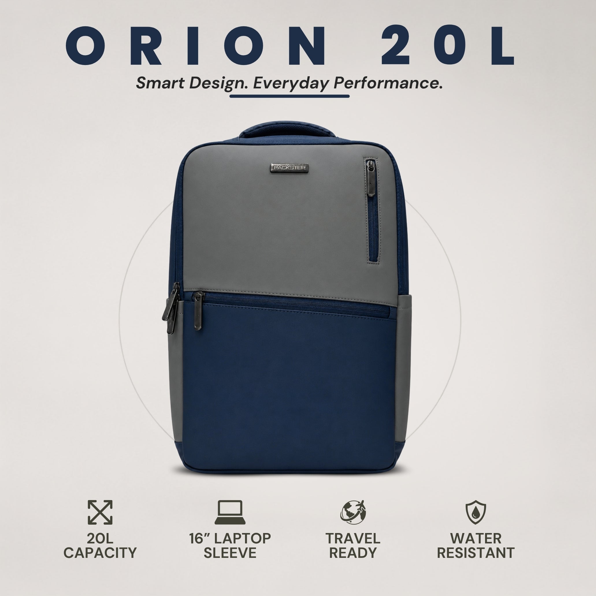 Grey Navy Professional Laptop Bag