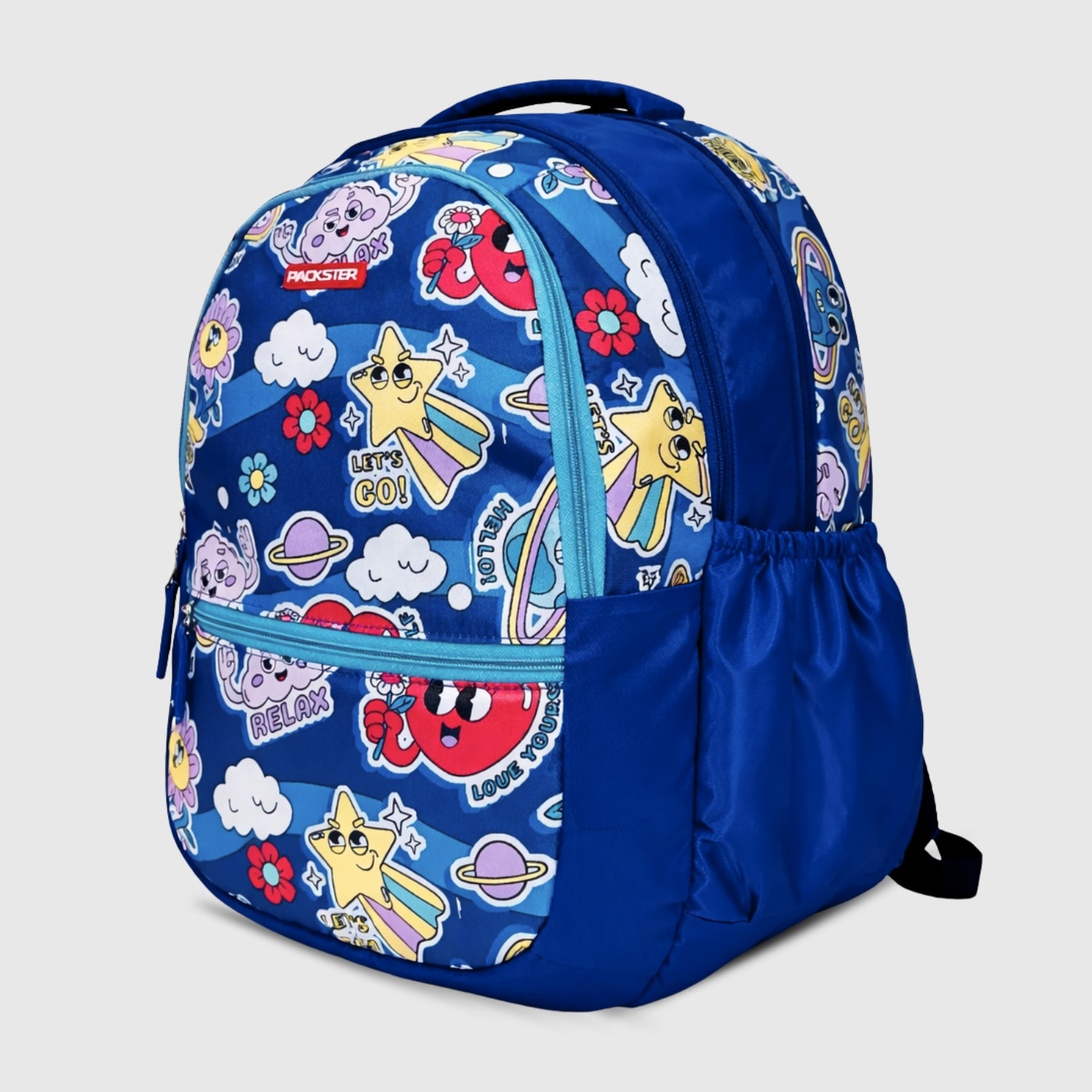 Packster BTS Twilight 30L Girls School Bag 8–12 Years | Lightweight Water-Resistant Design | Triple Compartment Storage | Comfortable Padded Straps & Dual Bottle Holder | Daily Use (Blue)