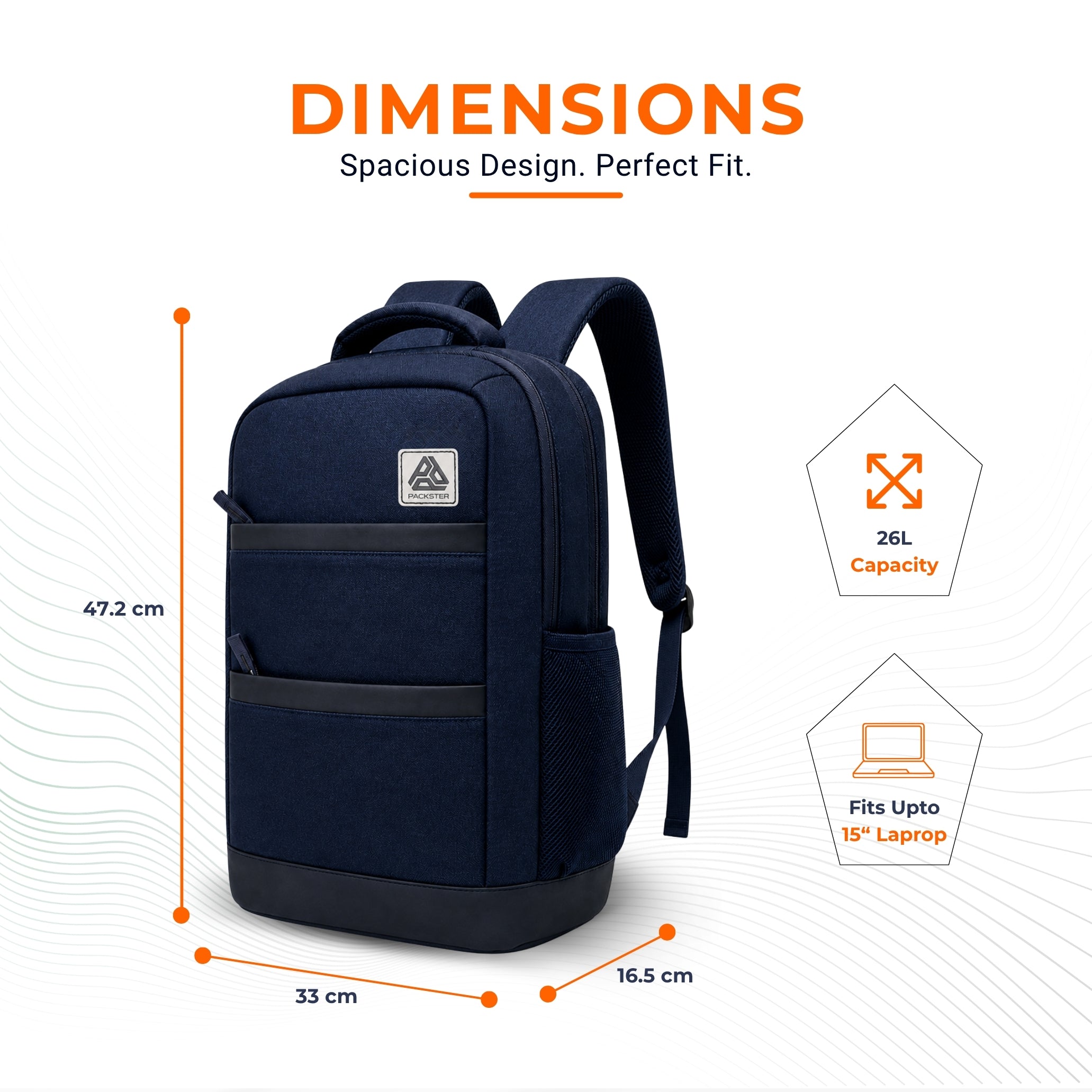  Navy Blue Office Backpack 
