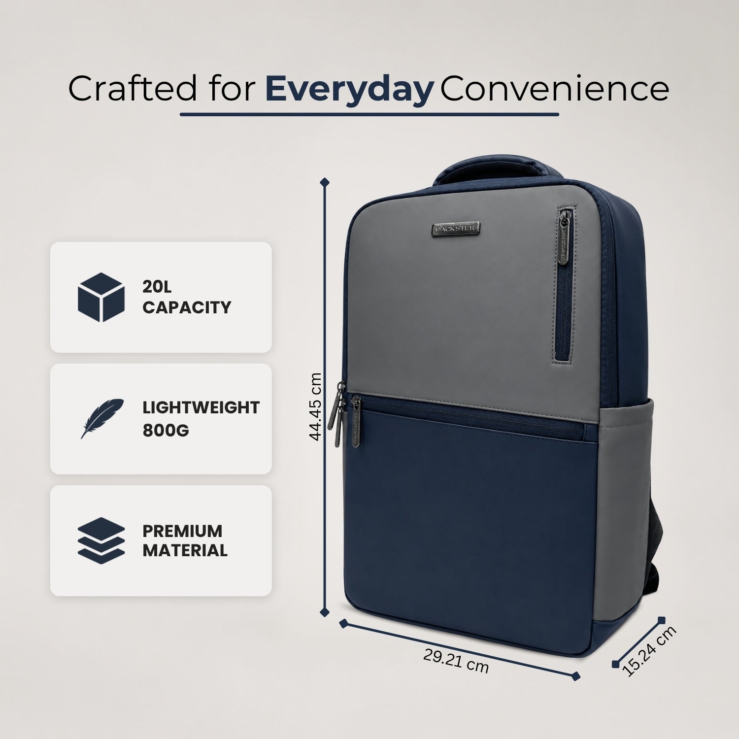 Grey Navy Professional Laptop Bag