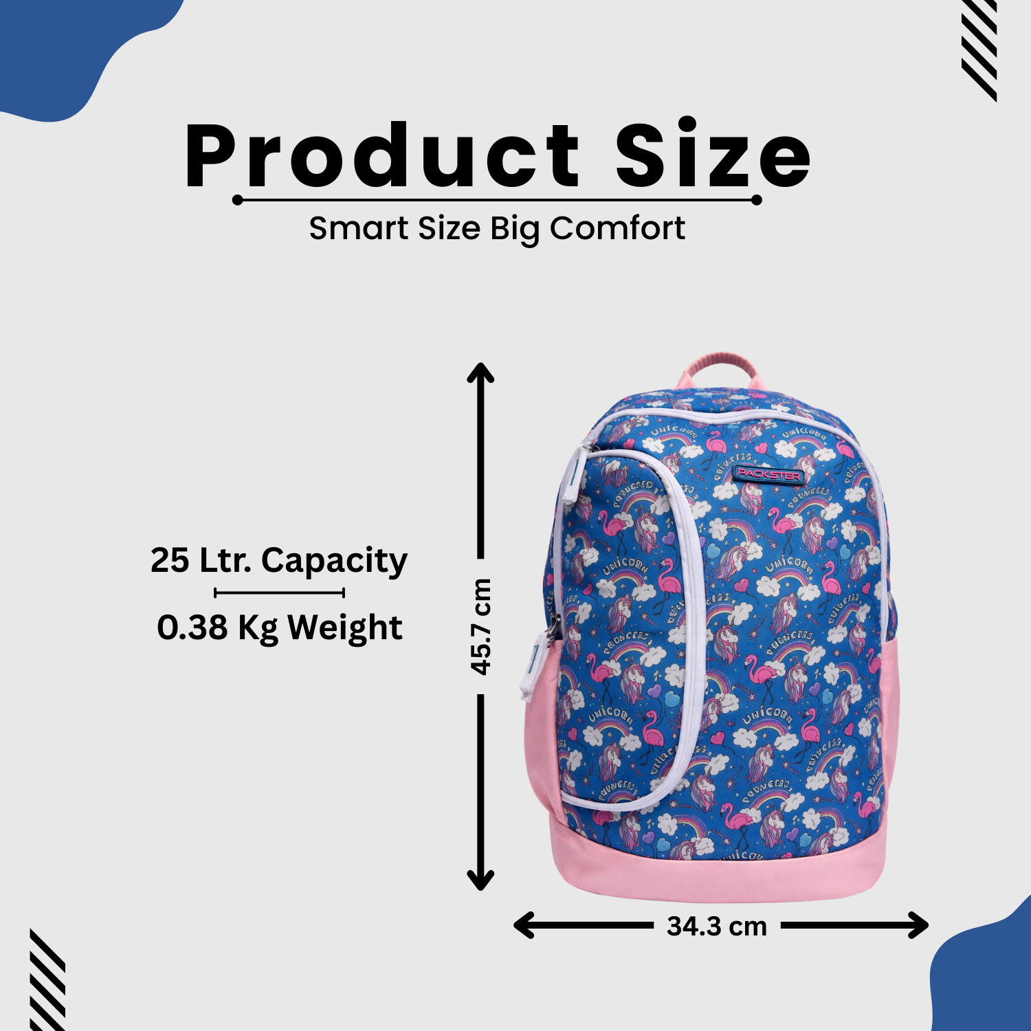 PACKSTER Princess Curious Blue Backpack – Water-Resistant, Lightweight, Multi-Compartment School Bag