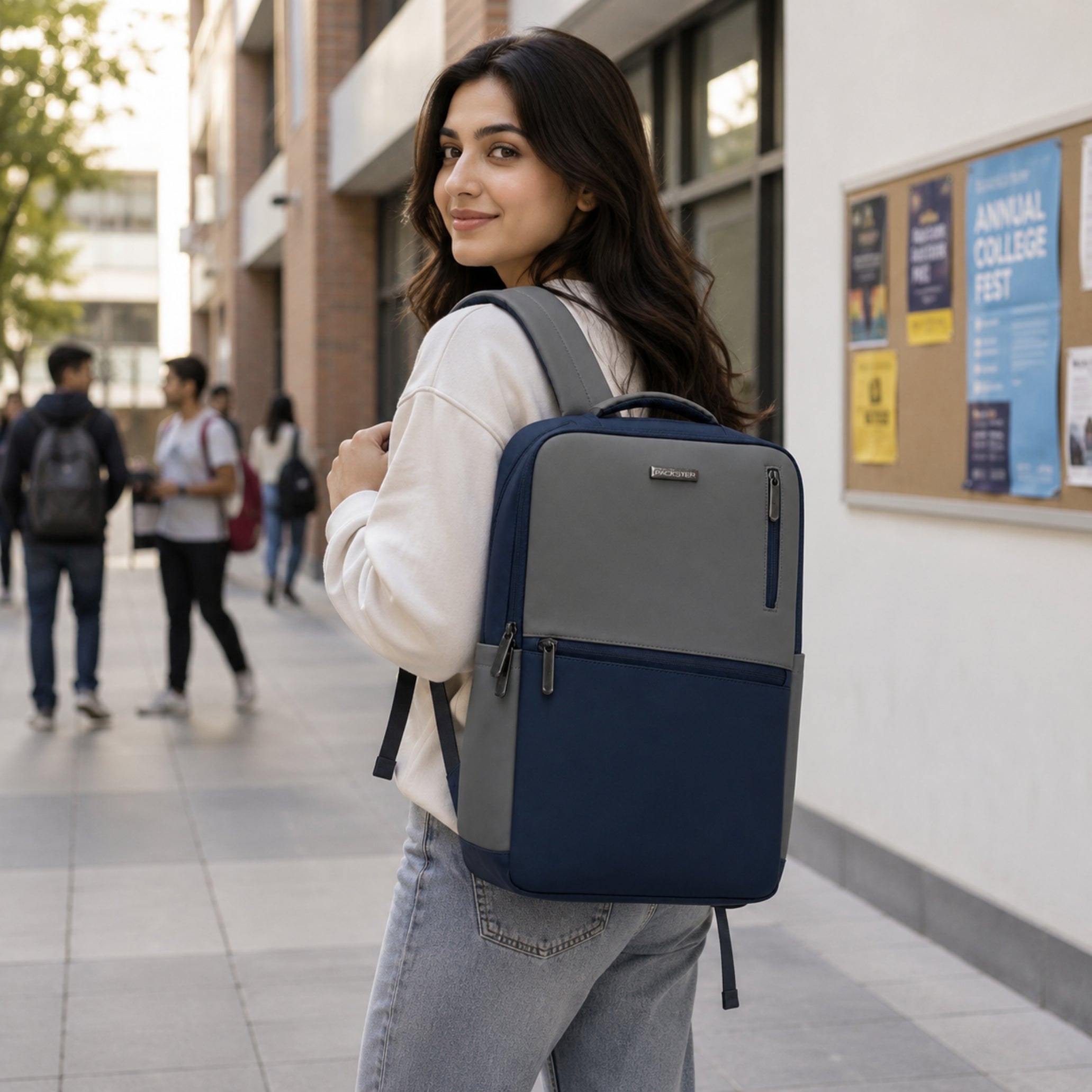 Grey Navy Professional Laptop Bag