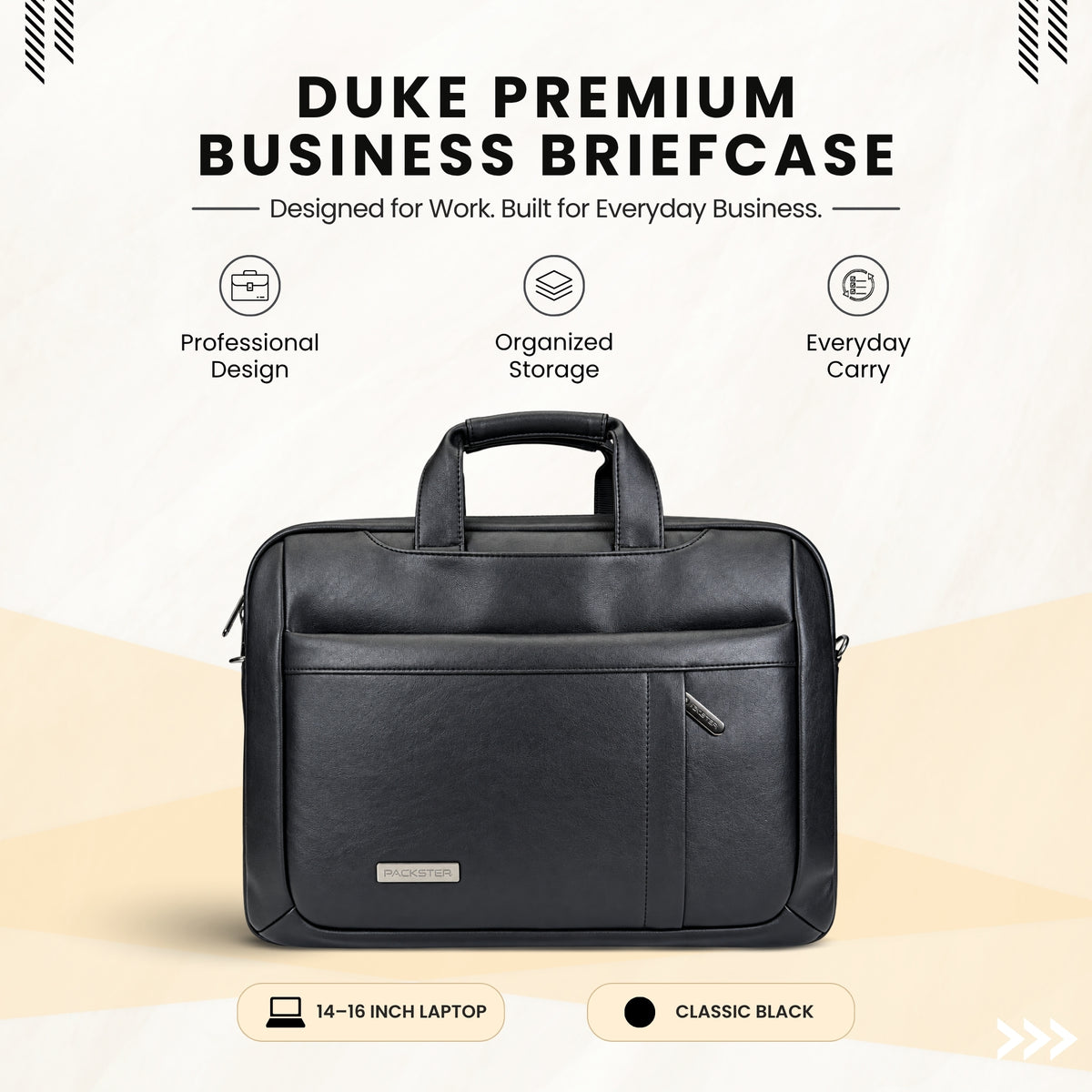 Packster Duke Black 14–16 Inch Laptop Messenger Bag for Men