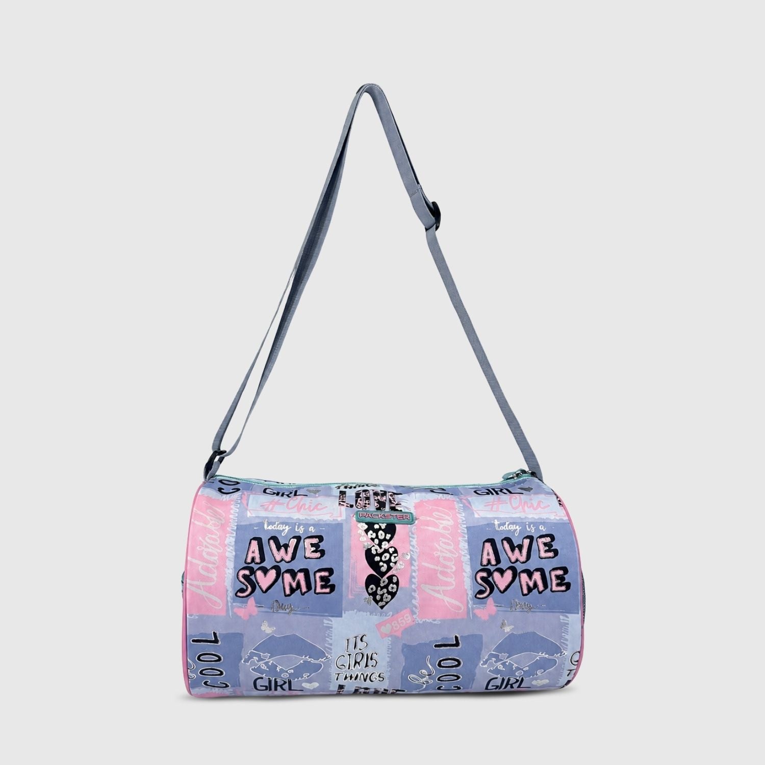 Packster Heart 15L Cool Blue Kids Duffle Bag for Girls