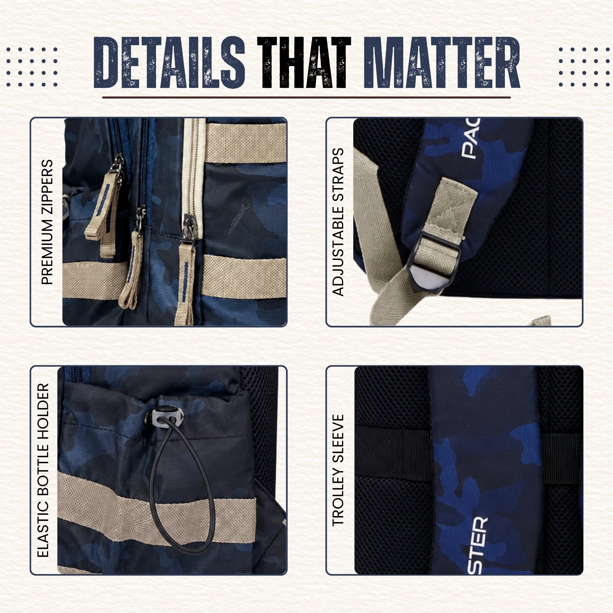  Navy Blue Travel Backpack 