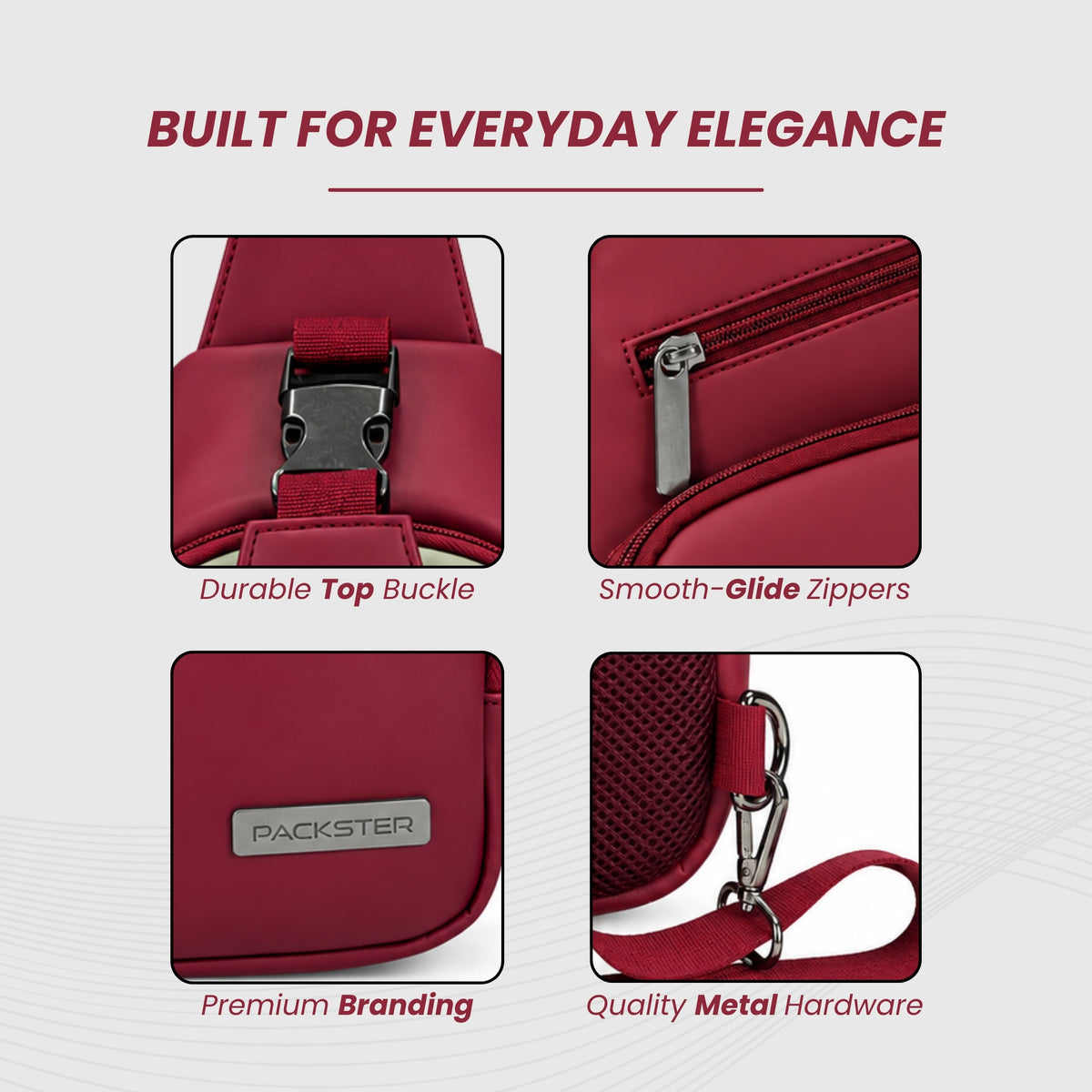 Packster CLIP 4L Maroon Crossbody Sling Bag for Men & Women