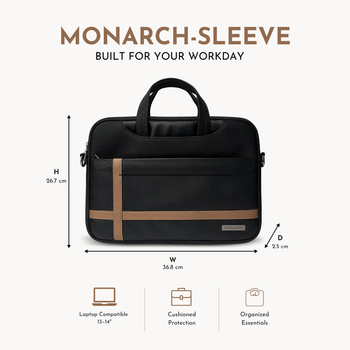 Black Laptop Messenger Bag for Men & Women