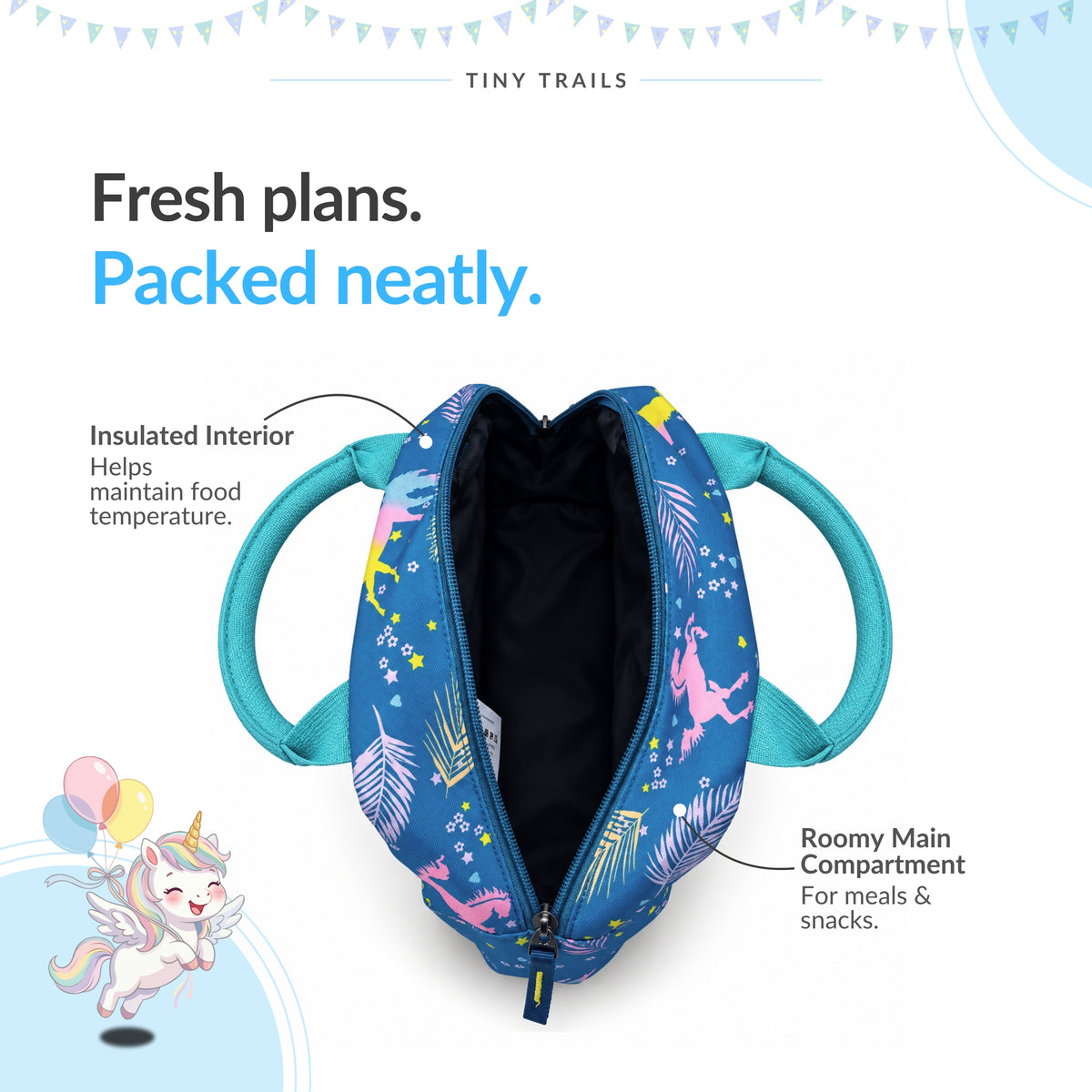 Packster Tiny Trails Teal 4.8L Lunch Bag for Girls