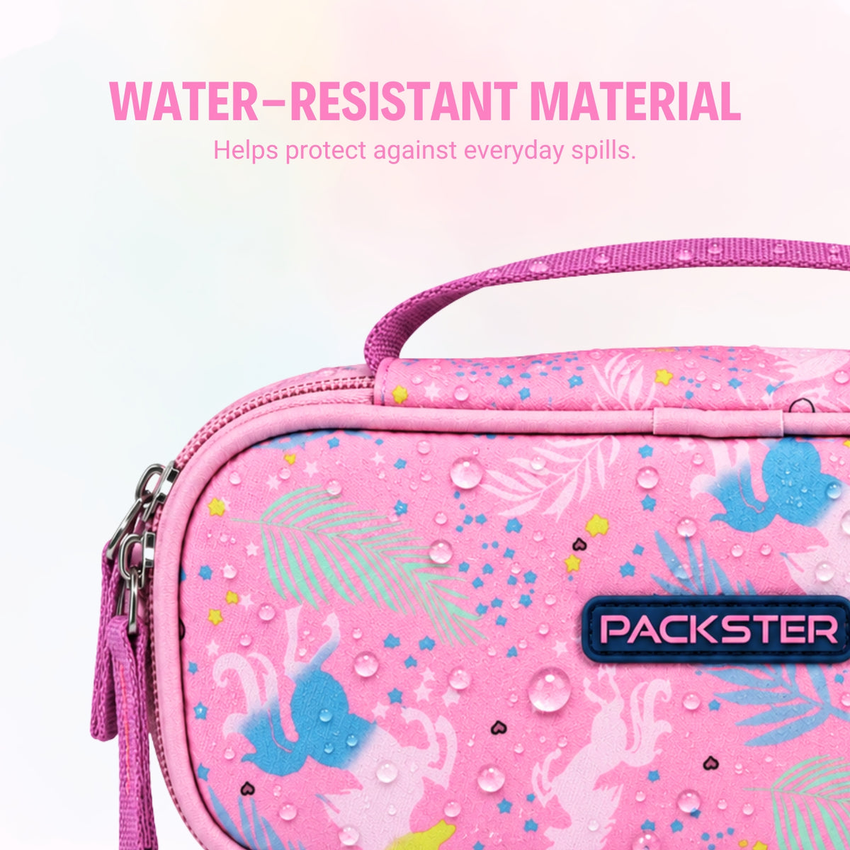 Packster Tiny Trails Pink 1.5L Unicorn Printed Pouch for Girls
