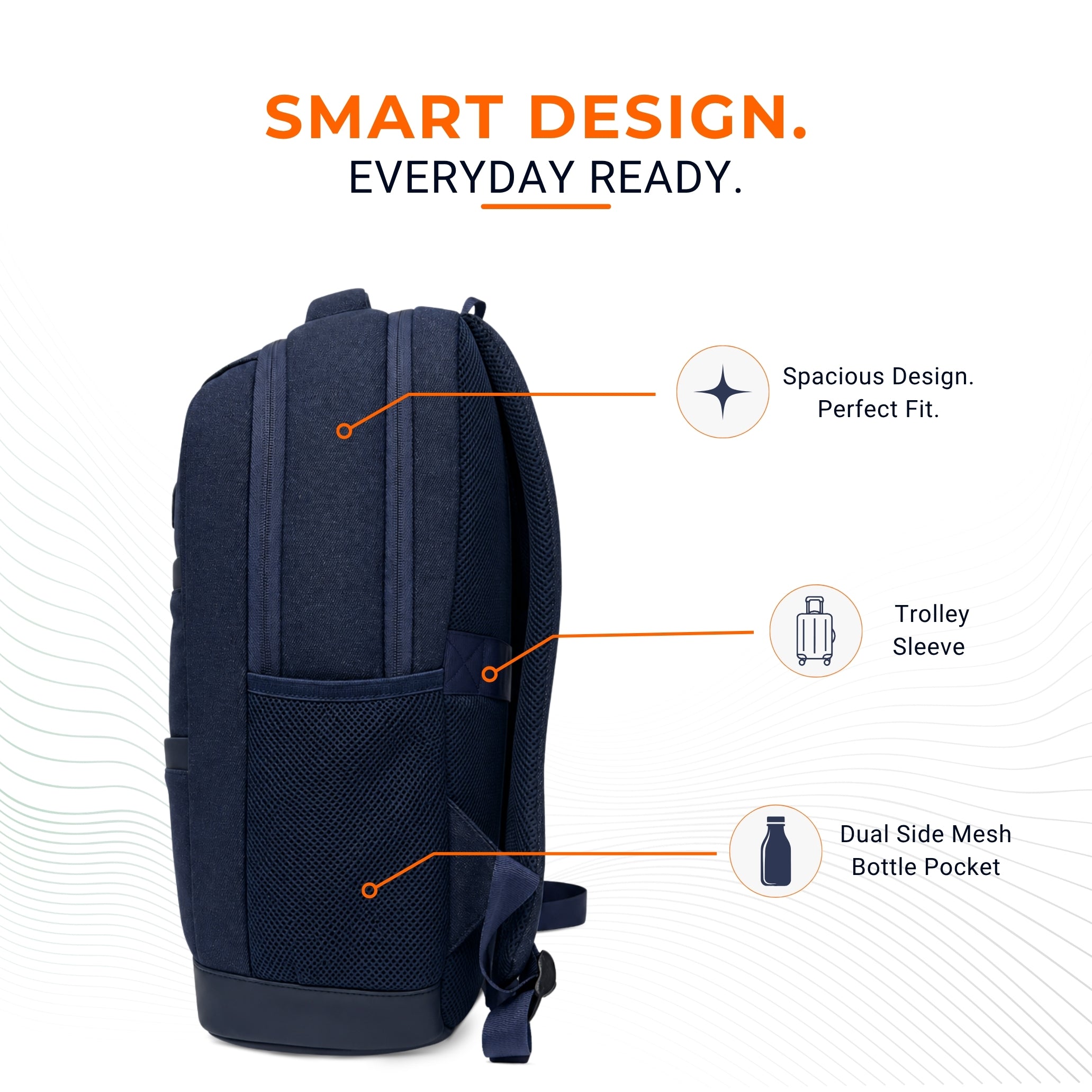  Navy Blue Office Backpack 