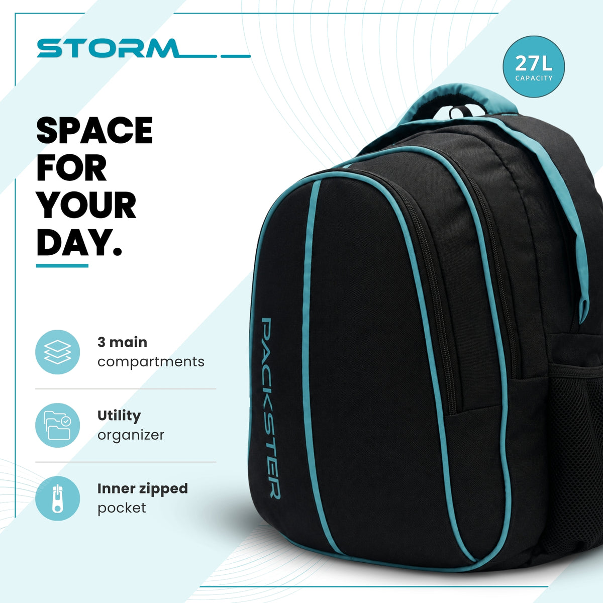Black Blue Laptop Backpack
