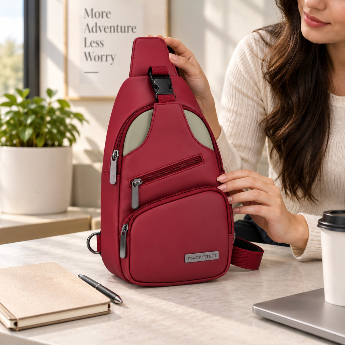Packster CLIP 4L Maroon Crossbody Sling Bag for Men & Women