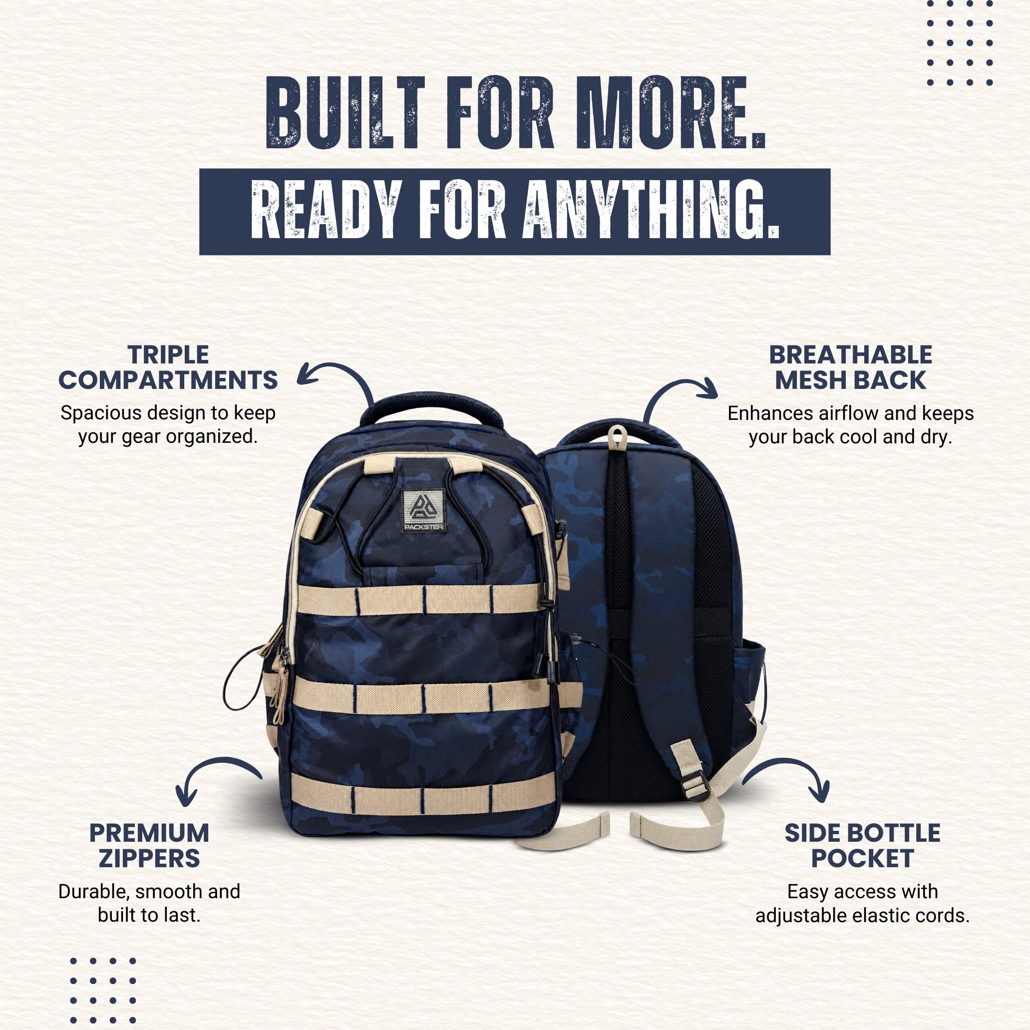  Navy Blue Travel Backpack 