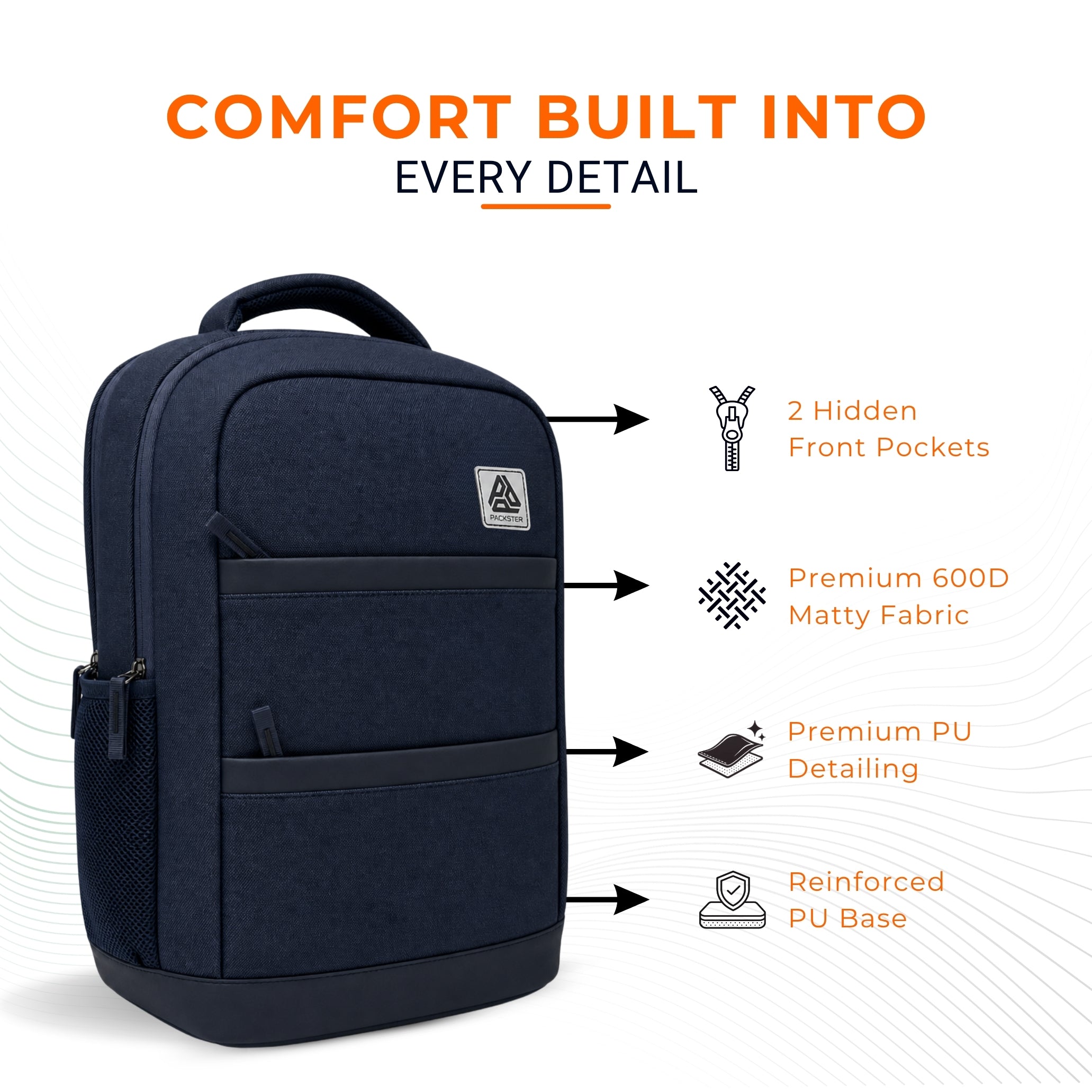  Navy Blue Office Backpack 