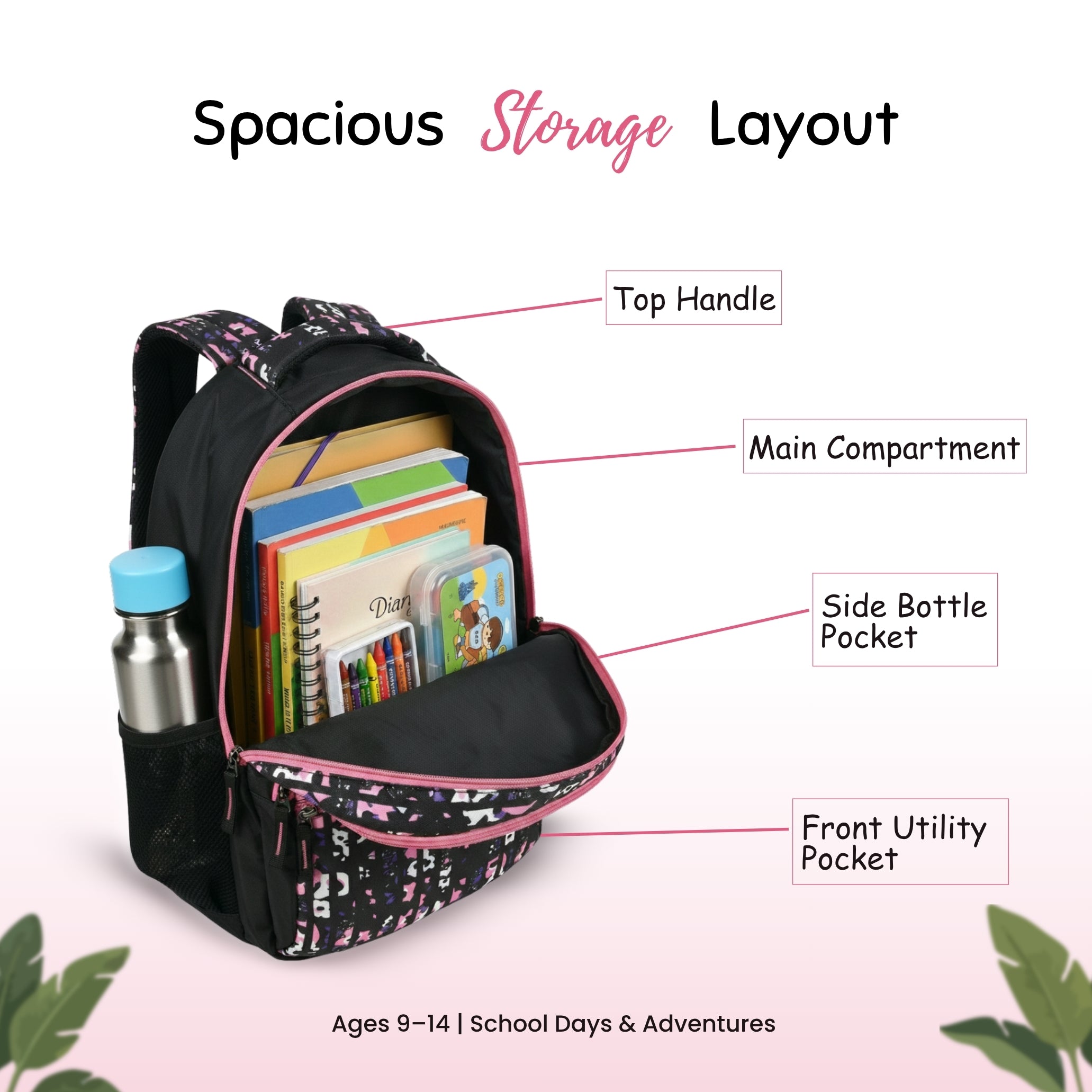 Black Kids Backpack for Girls