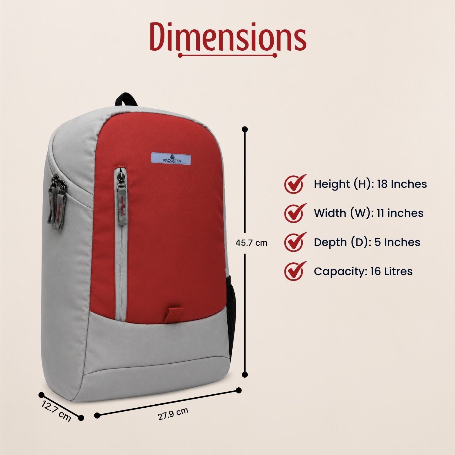Grey Red Casual Backpack for Men &amp; Women