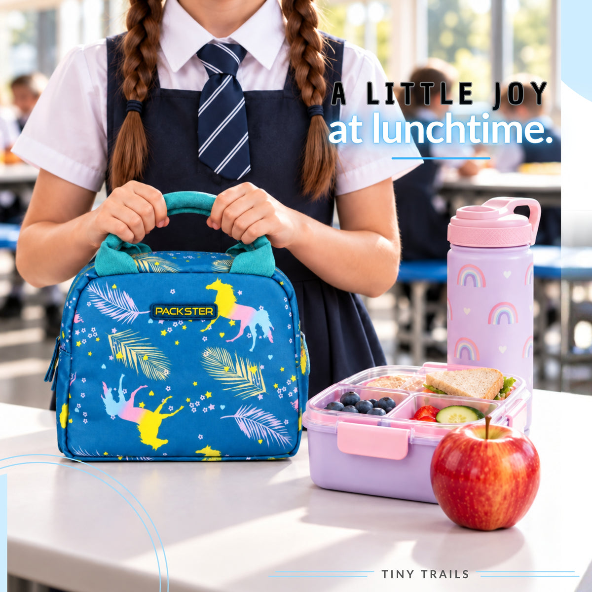 Packster Tiny Trails Teal 4.8L Lunch Bag for Girls