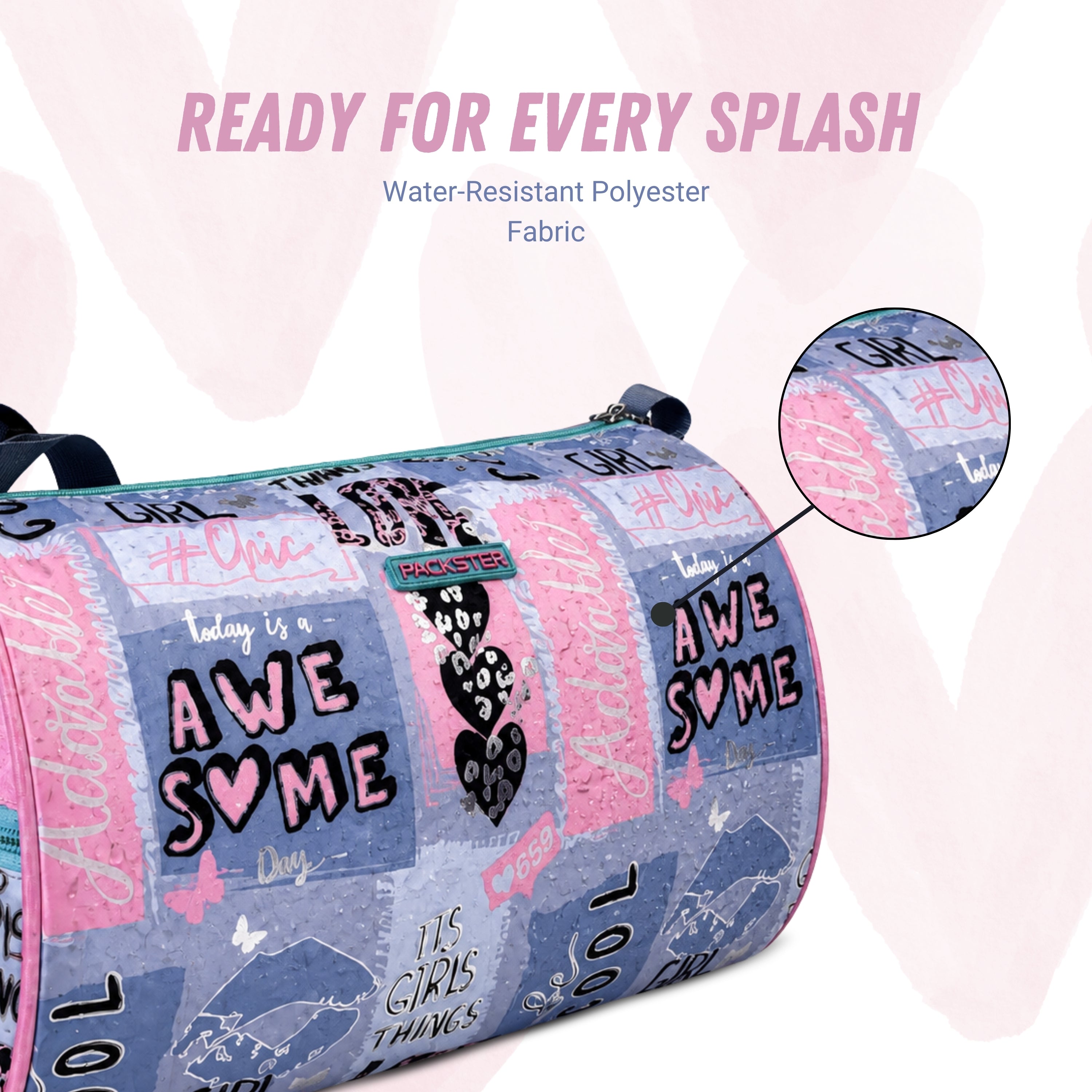Packster Heart 15L Cool Blue Kids Duffle Bag for Girls