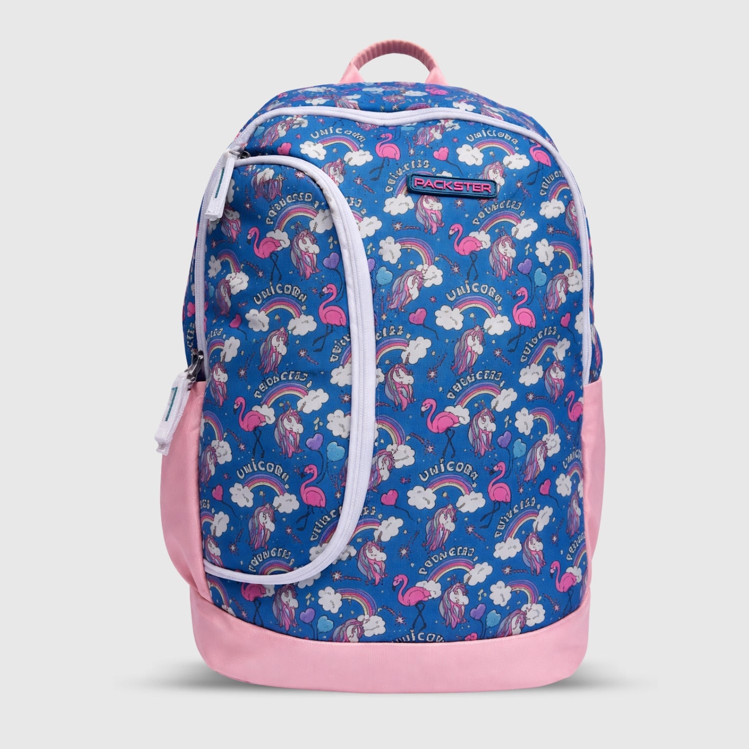 Packster Princess 34L Kids School Backpack for Girls | 2 Compartments | Adjustable Shoulder Straps | Quick Access Front Pocket | Water-Resistant | Blue Unicorn Design