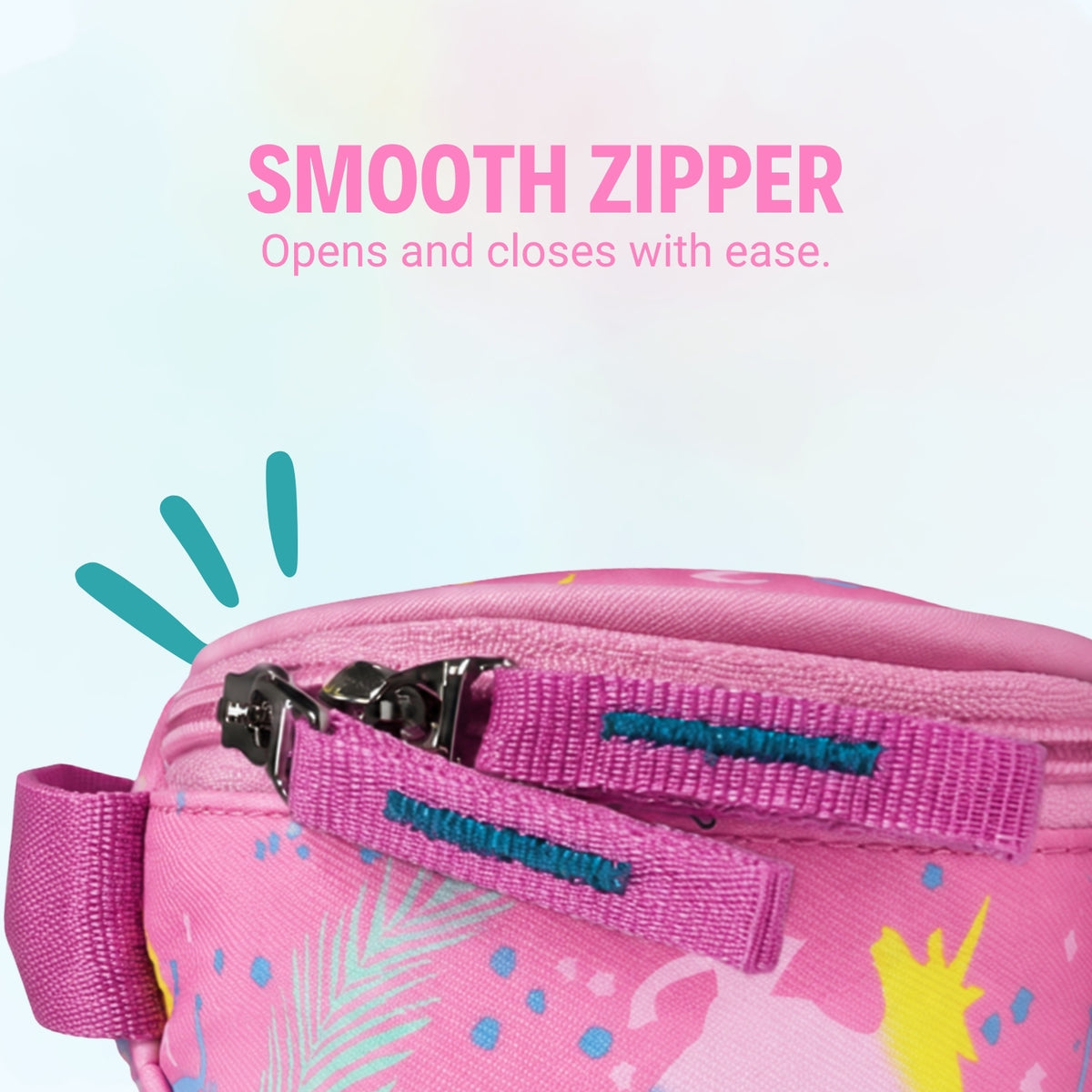 Packster Tiny Trails Pink 1.5L Unicorn Printed Pouch for Girls