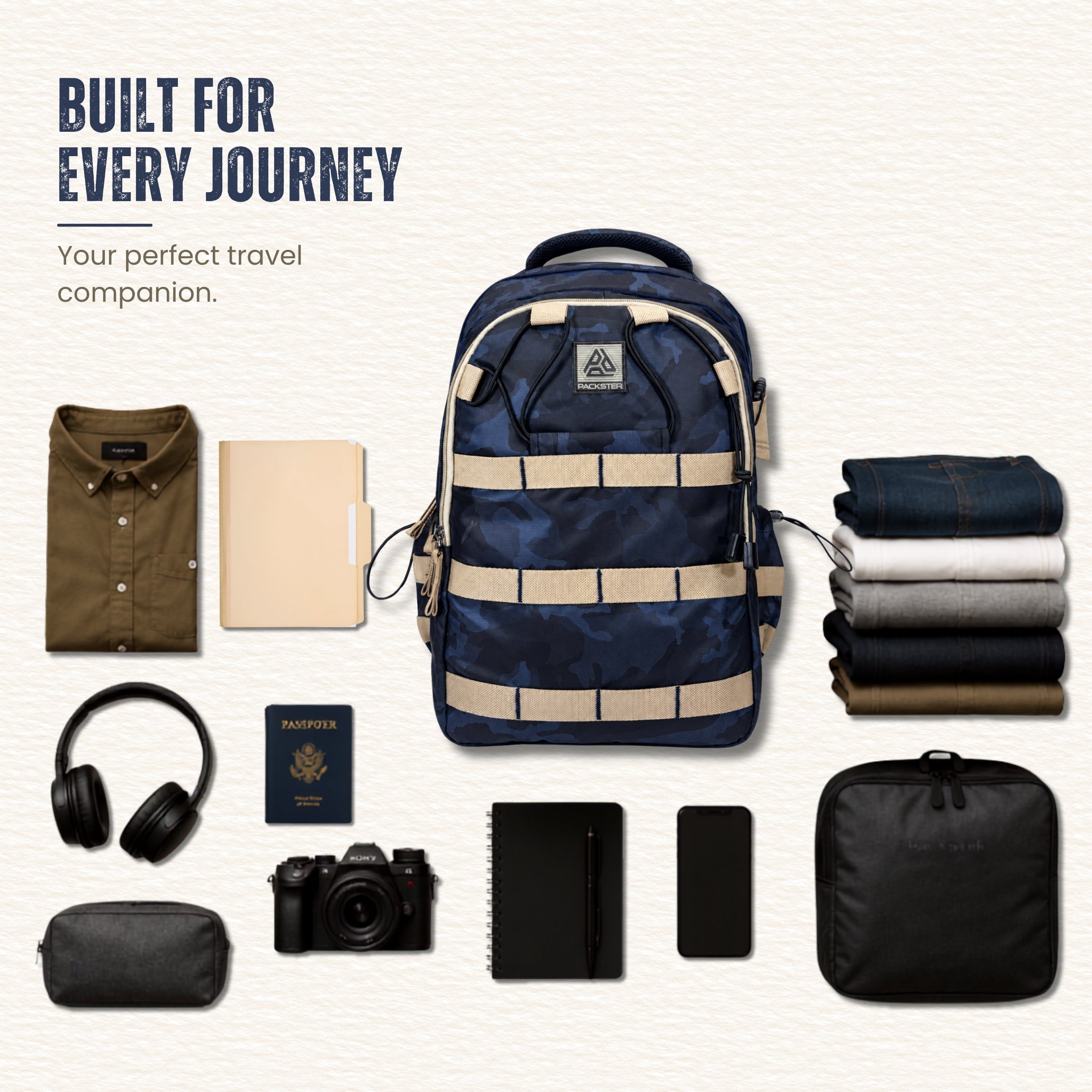  Navy Blue Travel Backpack 