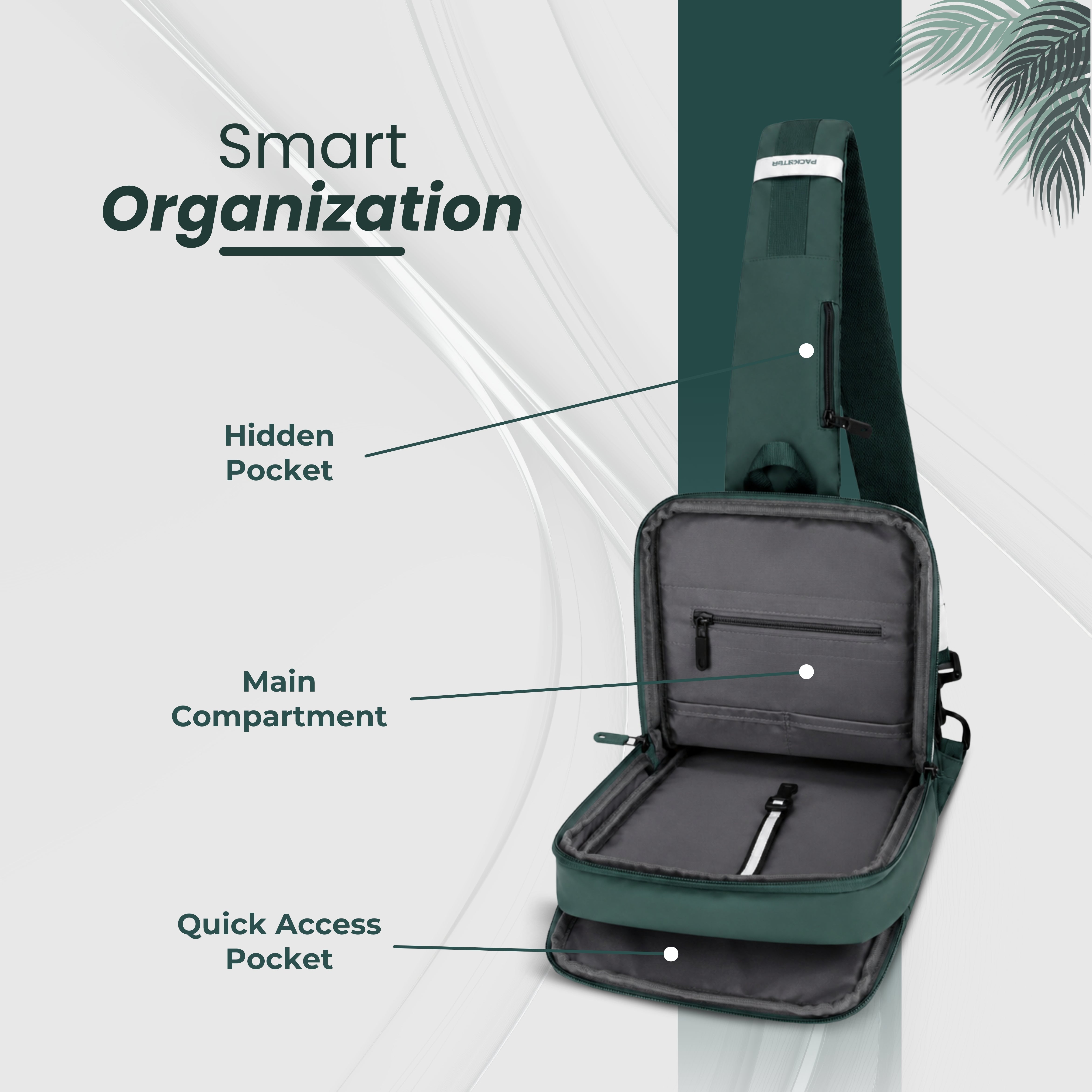 Pine Green Sling Bag for Men &amp; Women