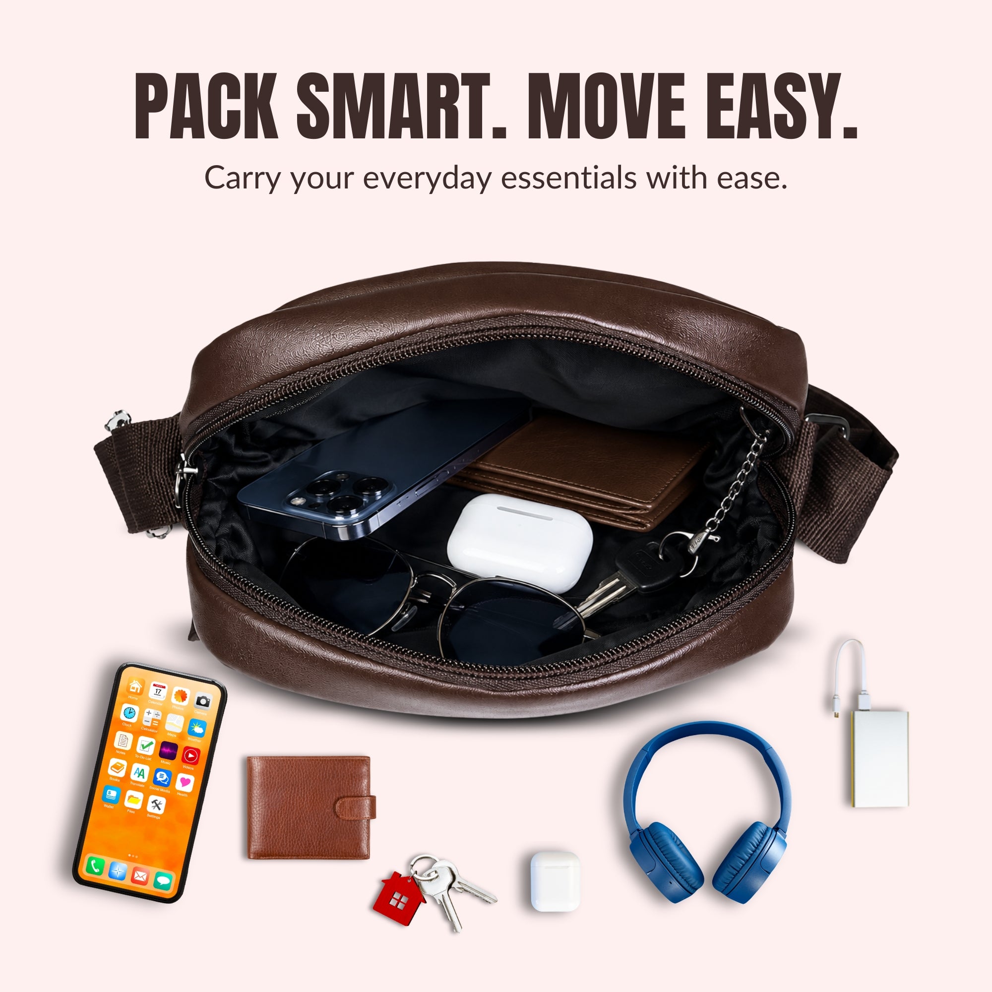  Brown Sling Bag for Men &amp; Women 