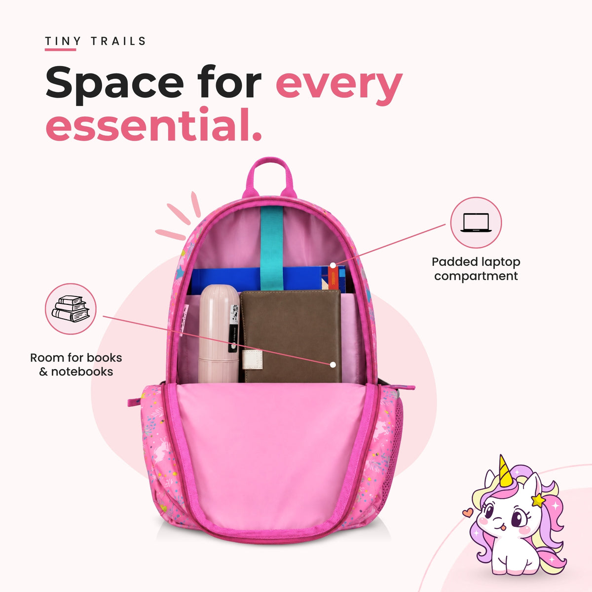 Pink Unicorn Backpack for Girls