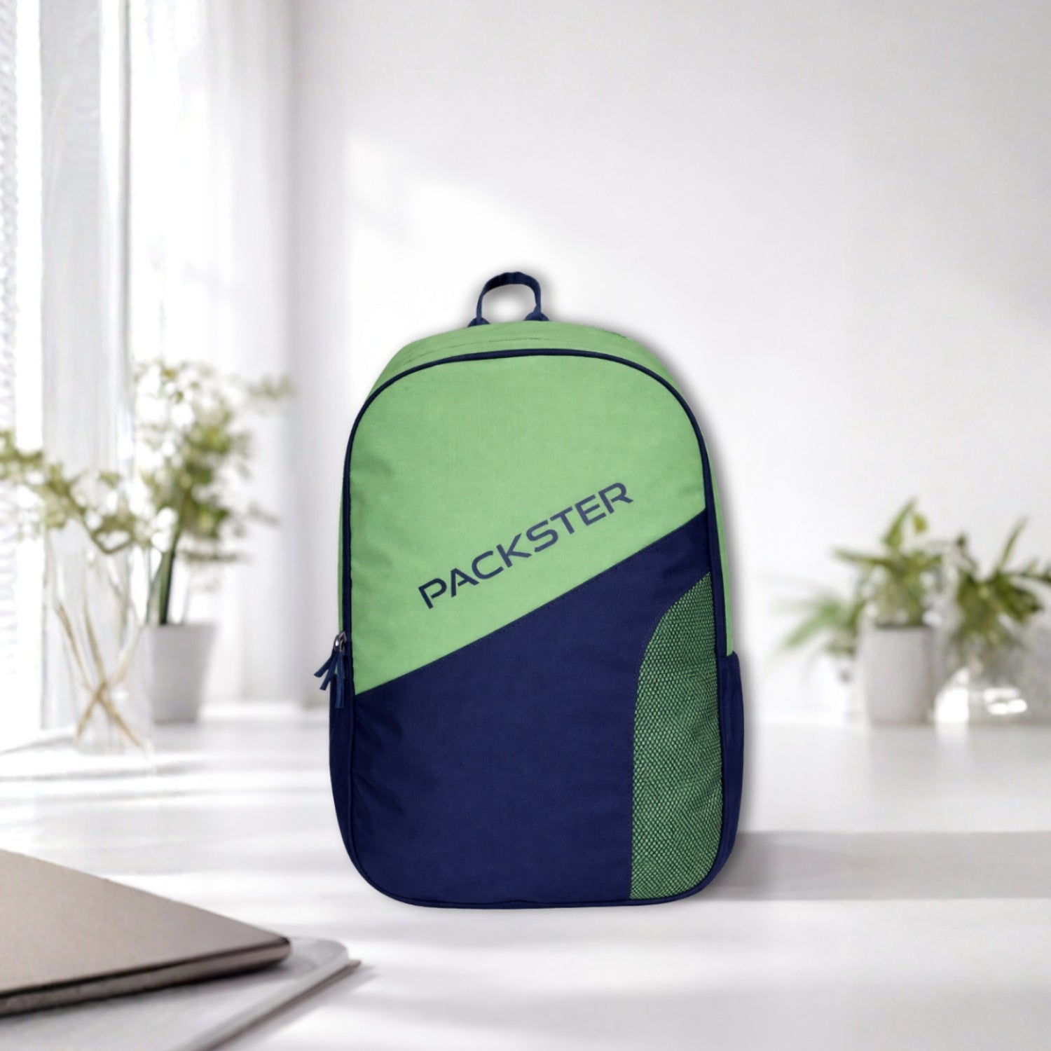 Packster BTC Horizon 35L Casual Laptop Backpack for Men & Women | Water-Resistant | Triple Compartment | Lightweight Durable College, Travel & Daily Use Bag with Bottle Holders (Sage/Navy)