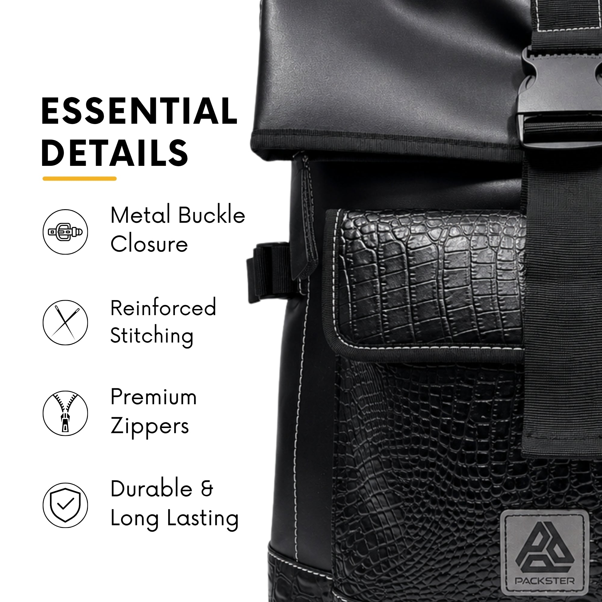 Packster CXR Origin Flap Top 19.5L Black Backpack for Men & Women