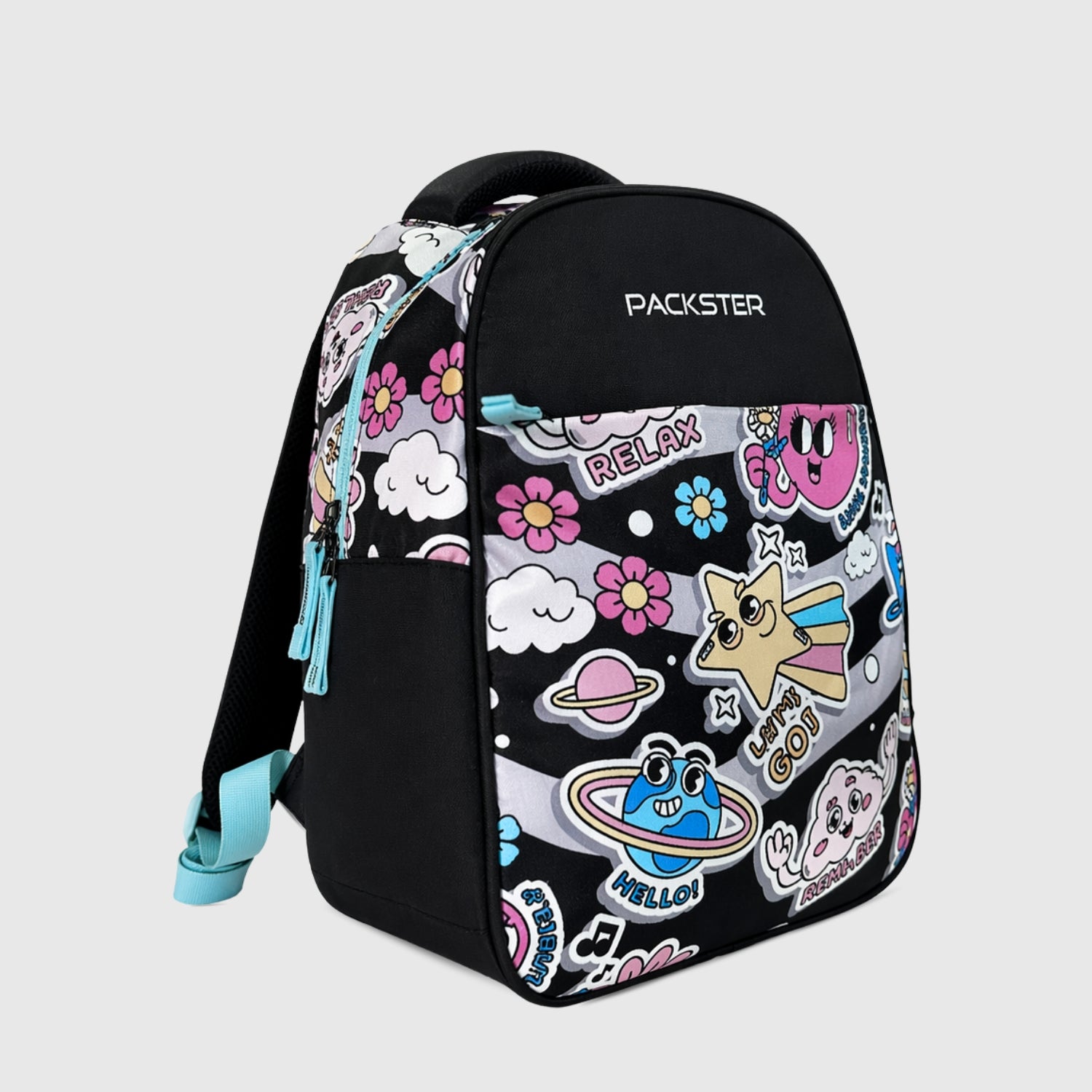 Packster SMALL-RELAX black 9L Toddler Backpack | Knit Twill Polyester | Water-Resistant Kids School Bag | Padded Back | Bottle Holder | Adjustable Straps | School bag for kids 2-5 Years