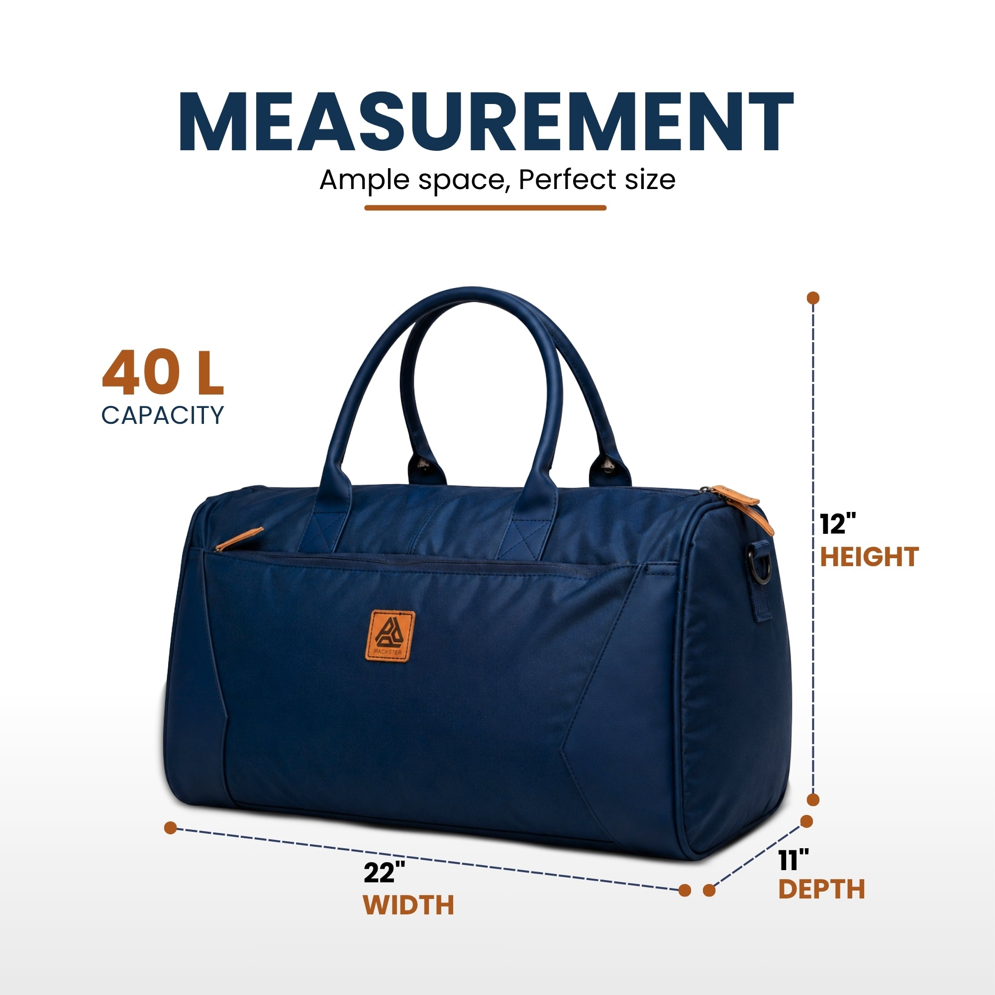 Packster Ample 40L Navy Blue Gym Backpack Style Duffle Bag for Men & Women